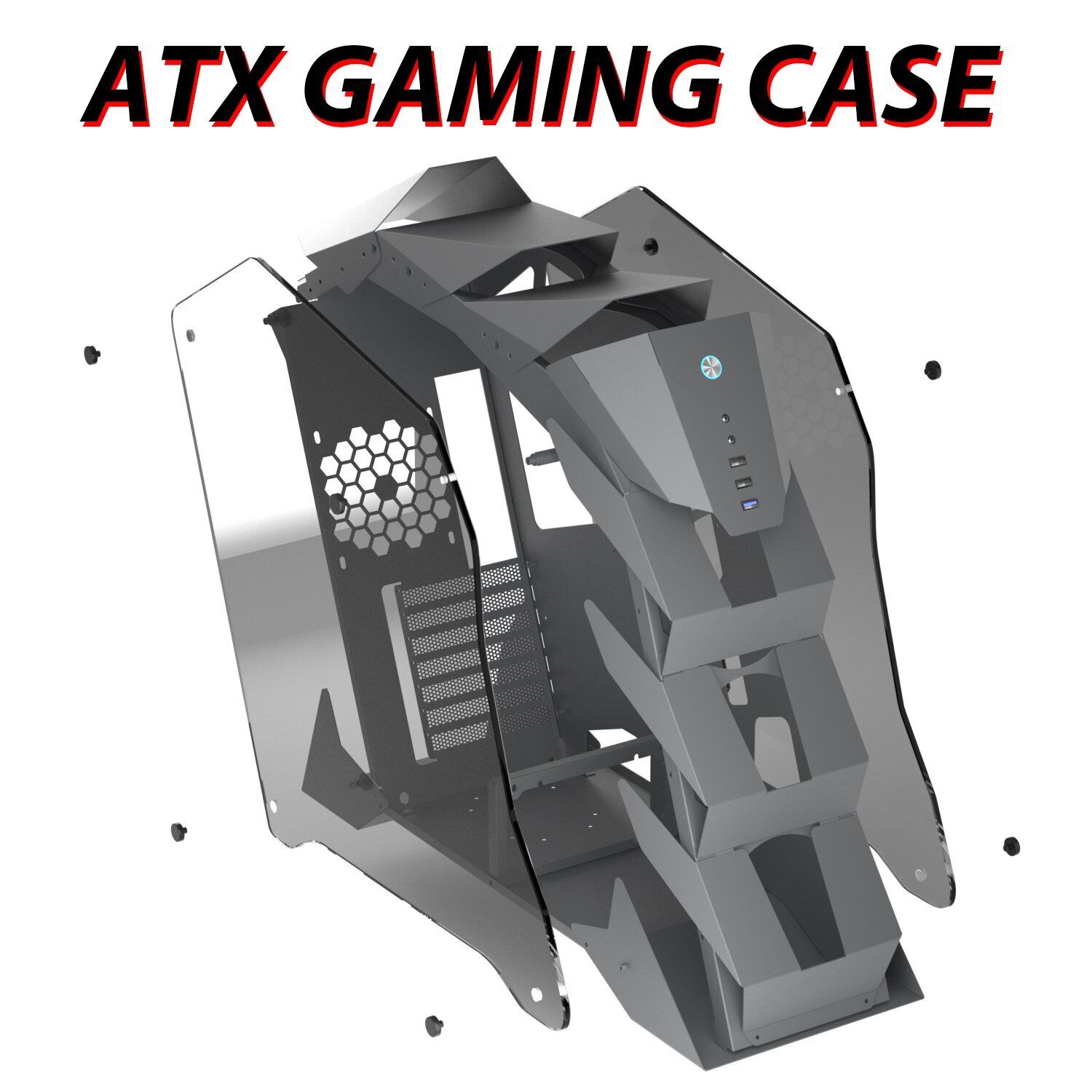 Vetroo K1 Pangolin Open Frame MID-TOWER ATX Gaming PC Computer Case USB3.0