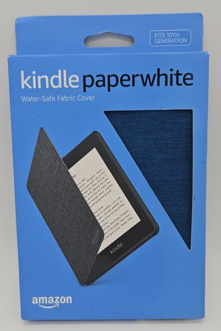 Amazon Water-Safe Fabric Cover for Amazon Kindle Paperwhite (10th Gen)- NEW Open