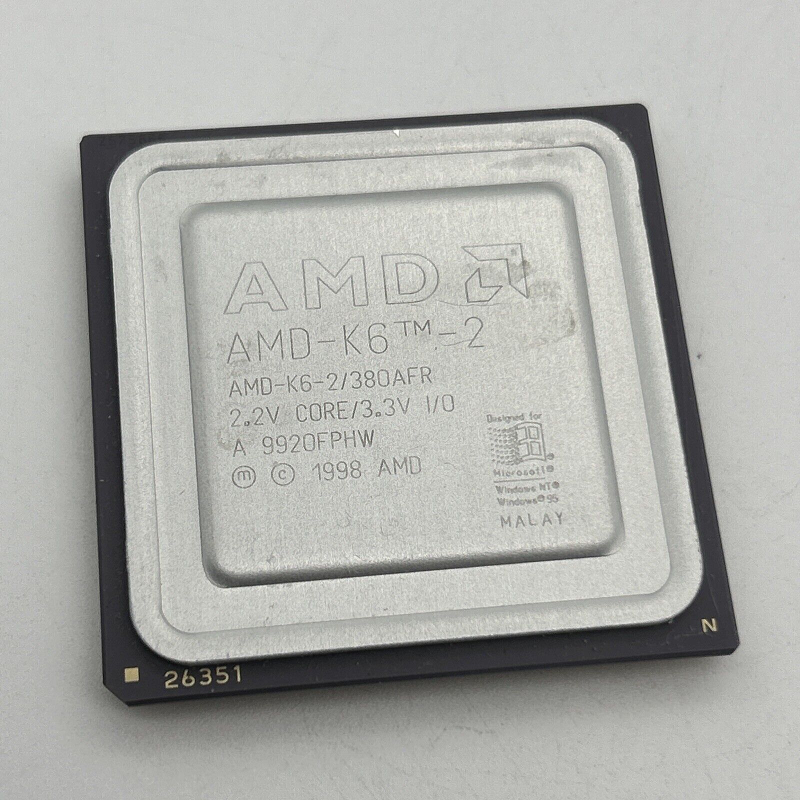 AS-IS AMD K6-2 380 AFR AFQ 380MHz 2.2v core 3.3V Socket 7 CPU 1998 Vintage K6-II