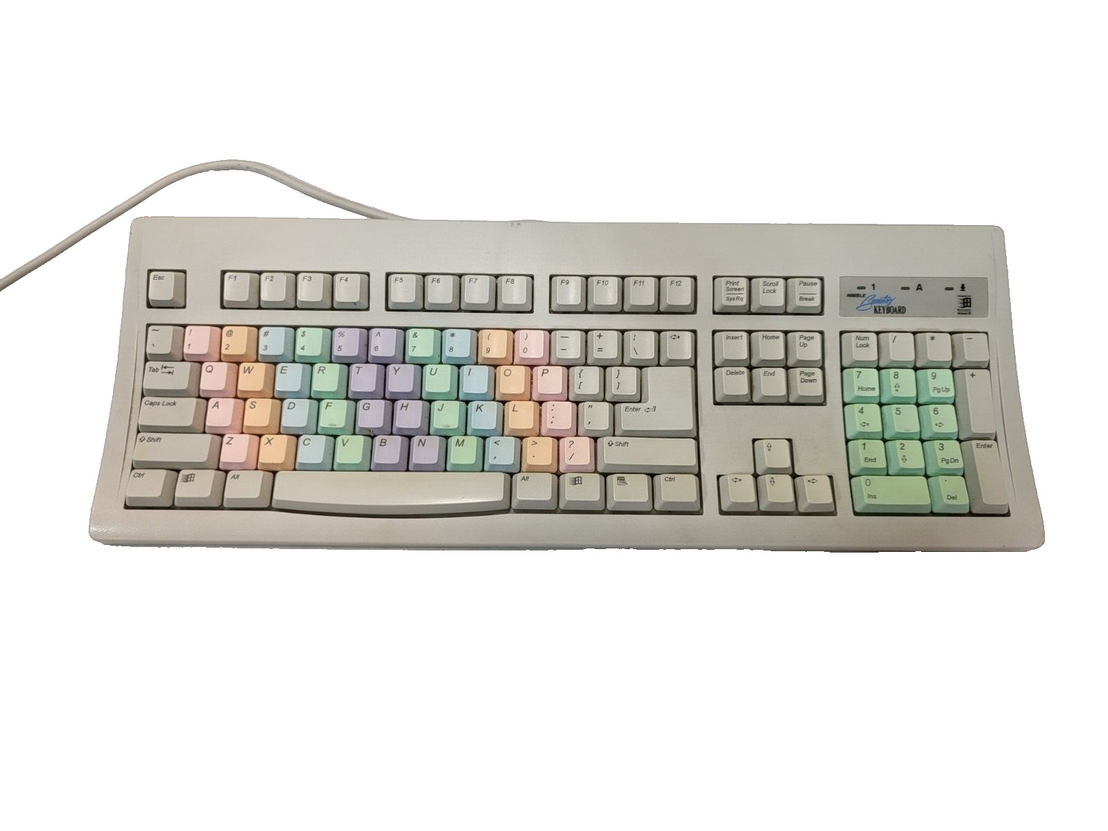 Rare Vintage NIMBLE NBK-1104C White 5-PIN DIN Wired Beauty Keyboard Windows 95