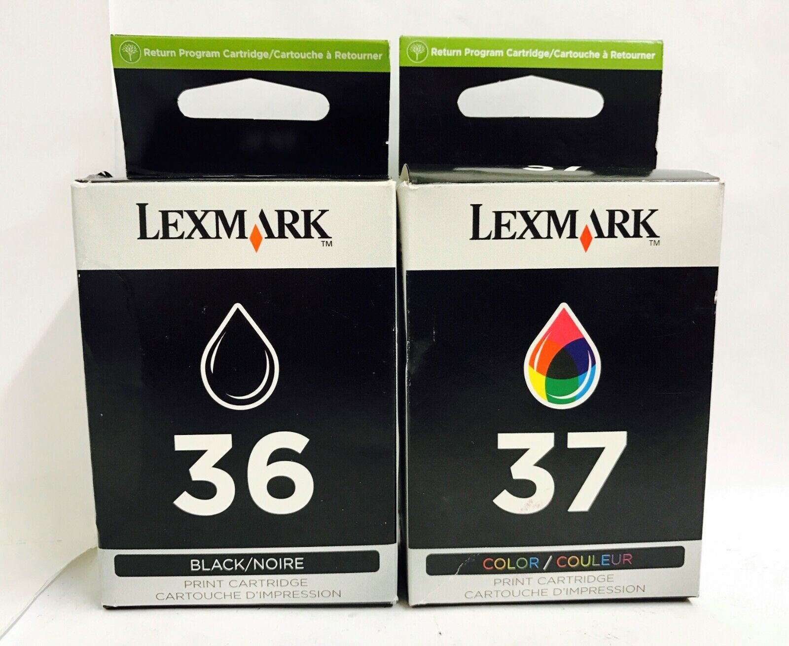 New Genuine Lexmark 36 37 2PK Ink Cartridges Box X Series  X3650 X4650