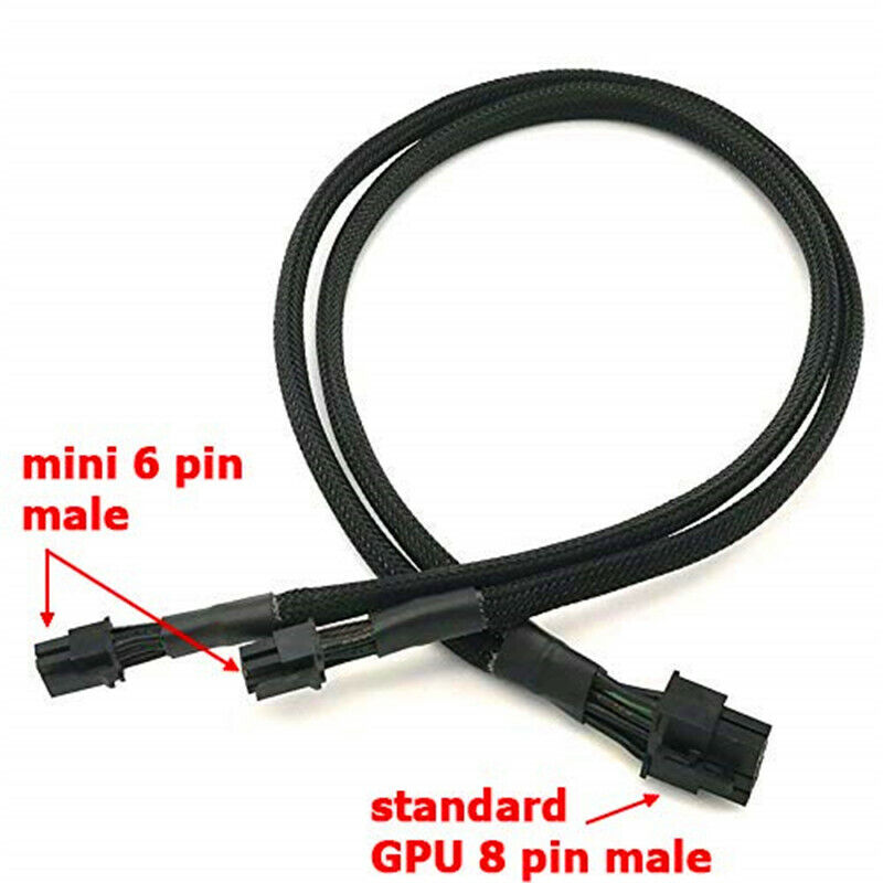 18 AWG Dual Mini 6 Pin to 8 Pin PCI Express Braided Sleeved Cable for Mac Pro
