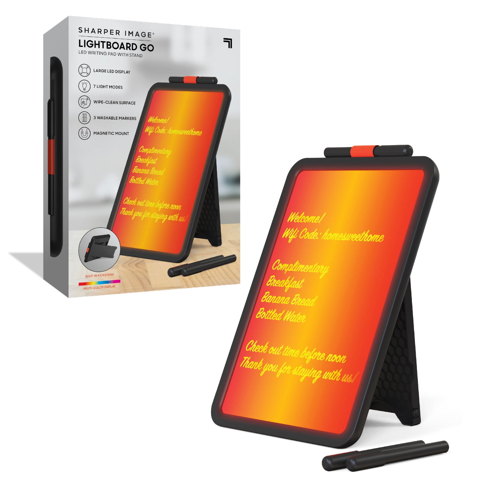 Light Board Go LED Writing Tablet, 7 Light Modes, Black, 14 in x 10 in x 3 in, 
