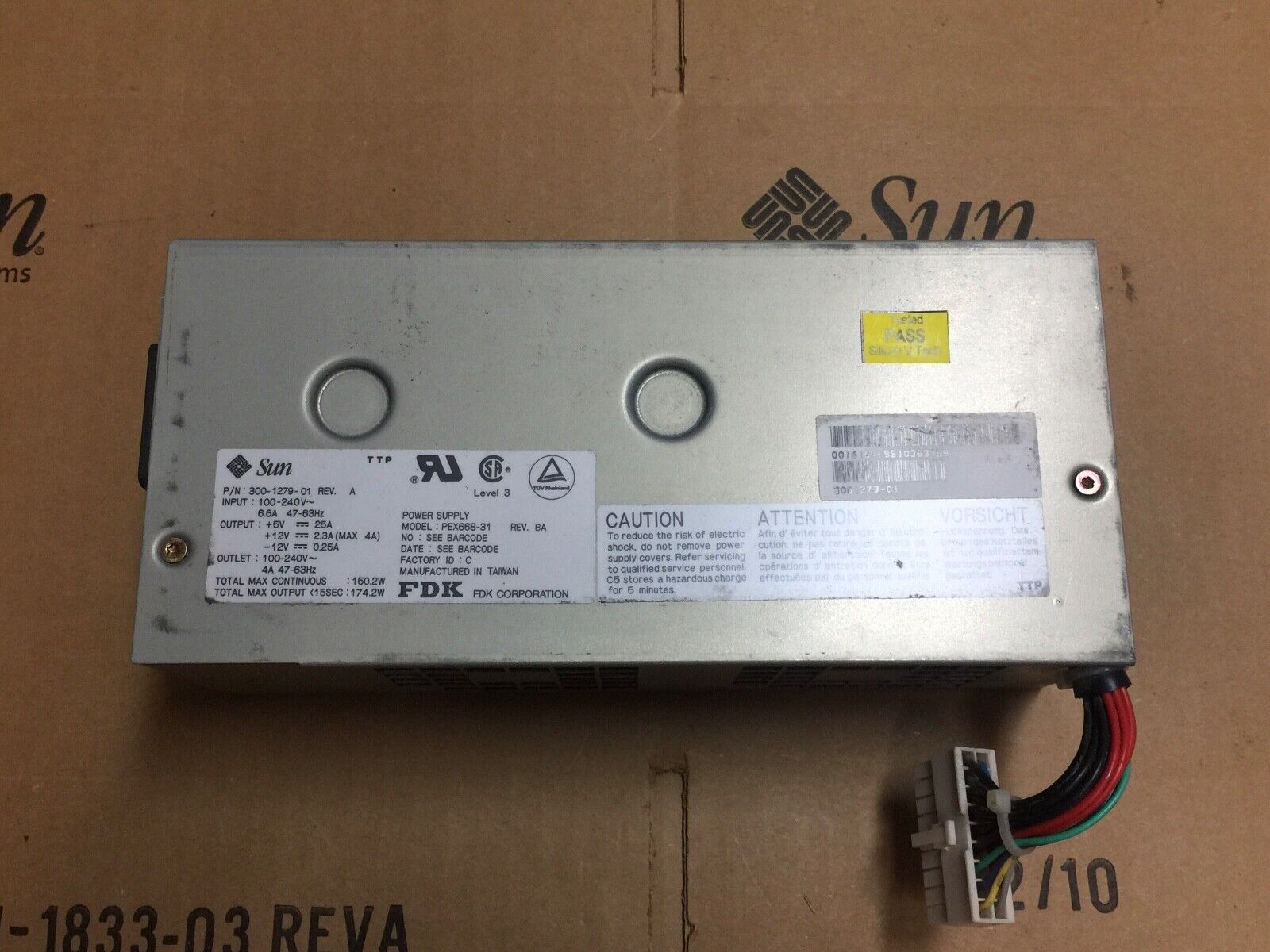 SUN  300-1279, 150W Power Supply,PEX668-31, for SparcStation 20 /5/4 , Test-PASS