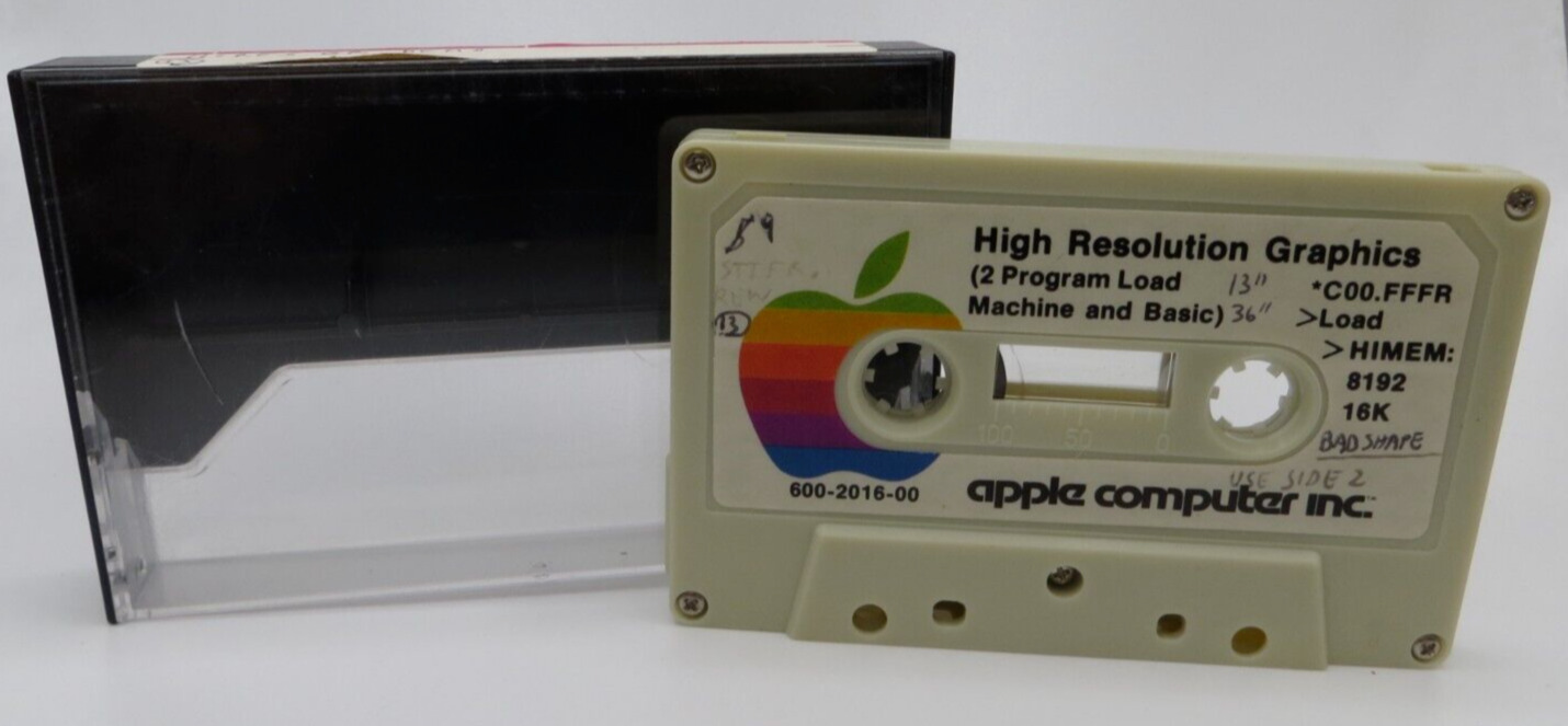 Vintage APPLE Computer Cassette Software High Resolution Graphics 600-2016-00
