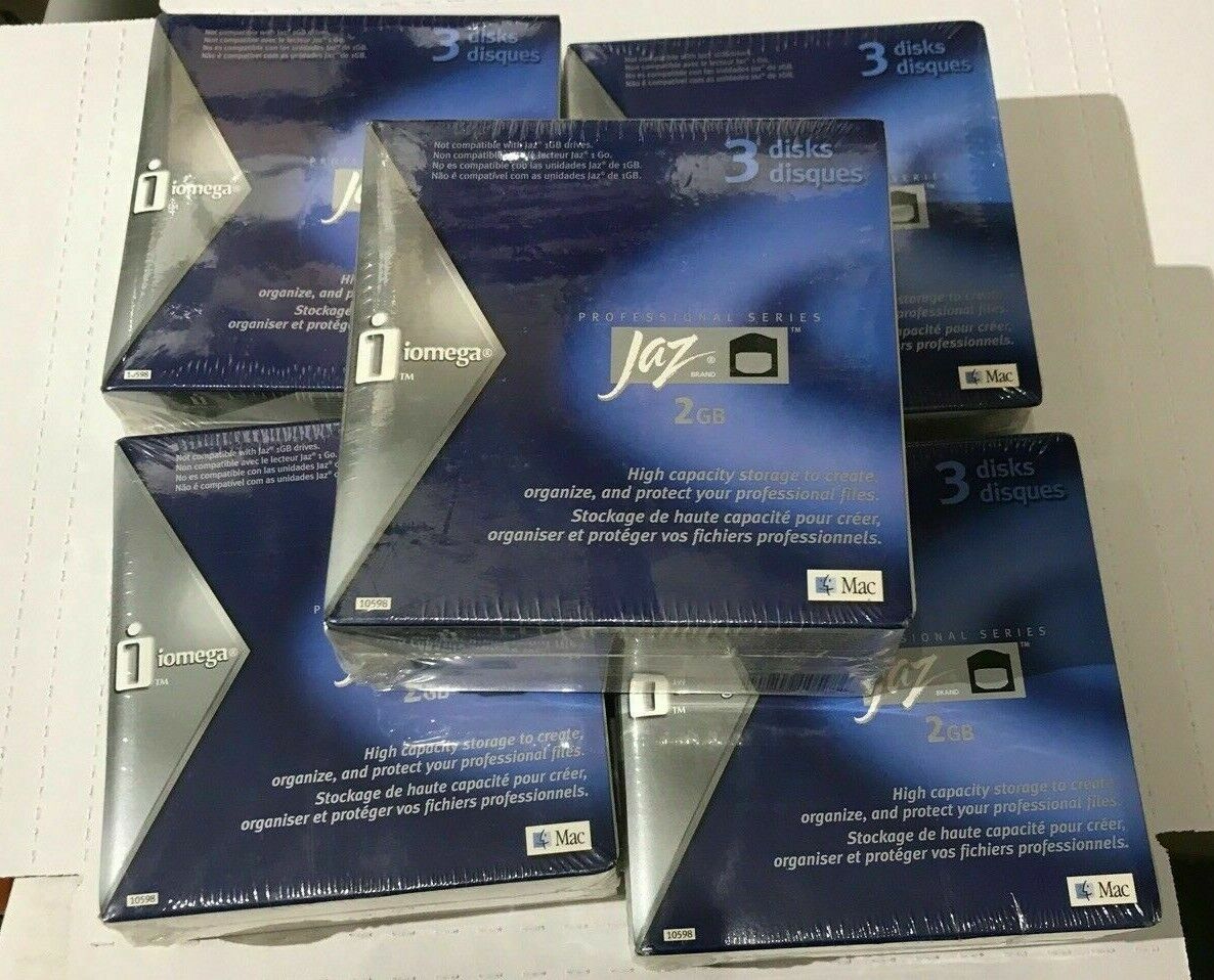 New Sealed IOMEGA Jaz 1GB disks PC MAC Formatted 3 Pack Professional Series 