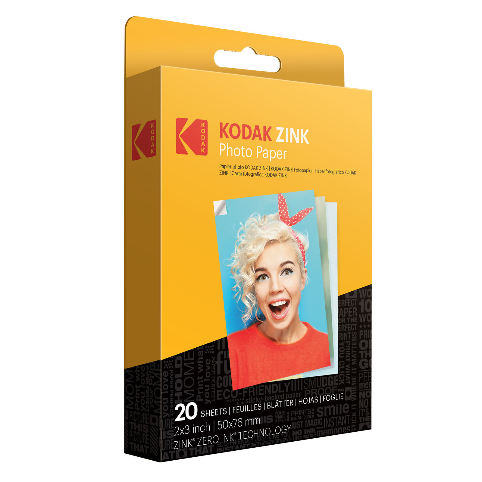 Kodak 2x3” Premium Zink Photo Paper - 20 Sheets Sticky-Backed Photo Paper