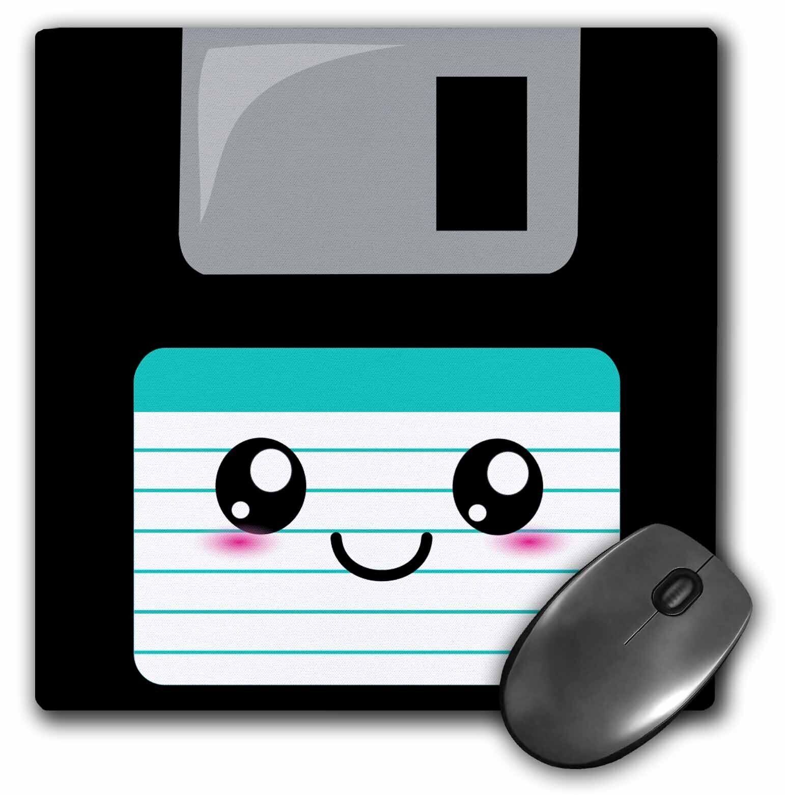3dRose Kawaii Cute Happy Floppy Disk - Retro computer Geek - Anime smiling carto