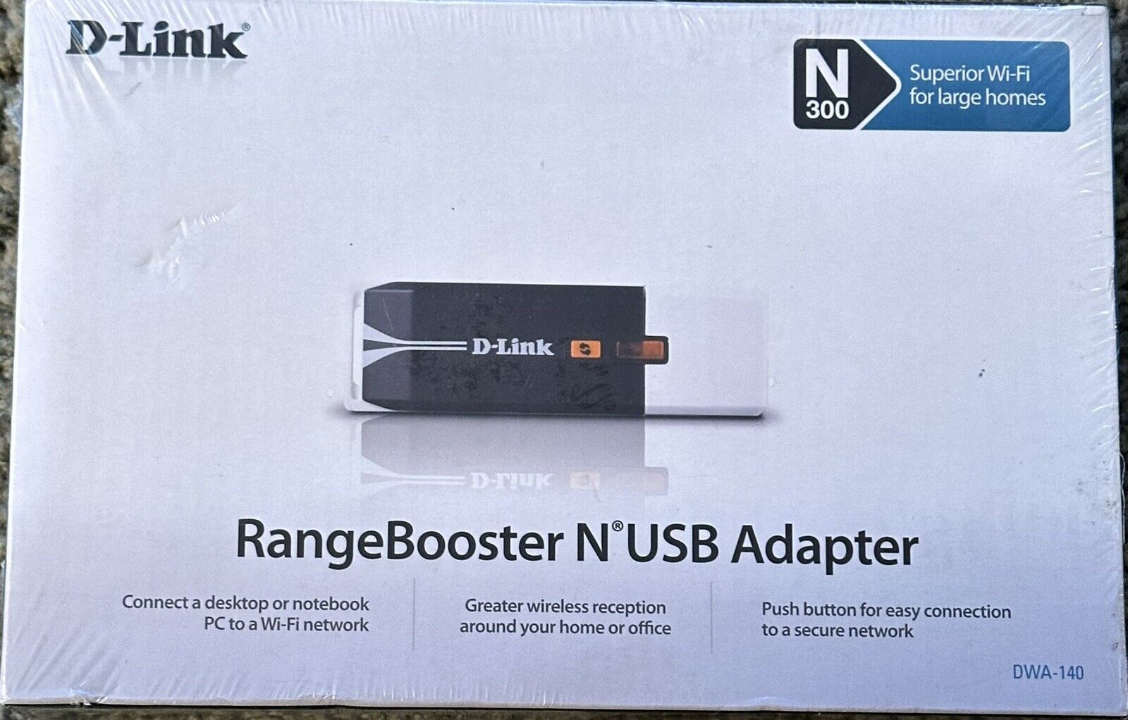 D-Link RangeBooster N USB Adapter DWA-140 Wireless N-300 Greater Reception New