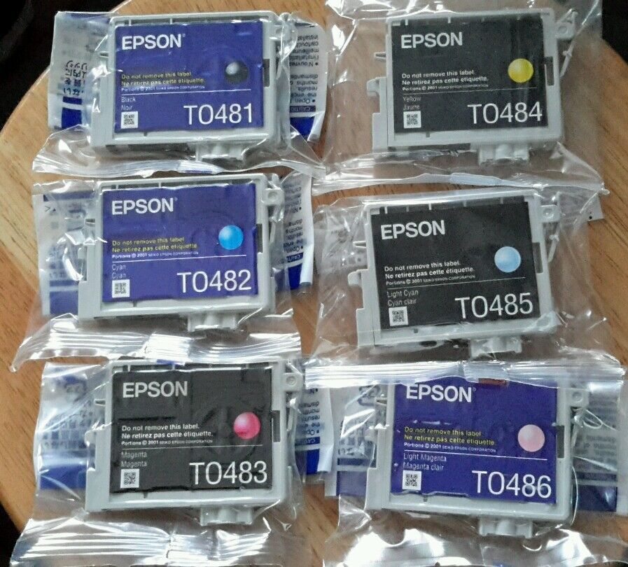 6 Genuine Epson 48 Ink T048 T0481-T0486_R200/220/300/320 RX500/600/620