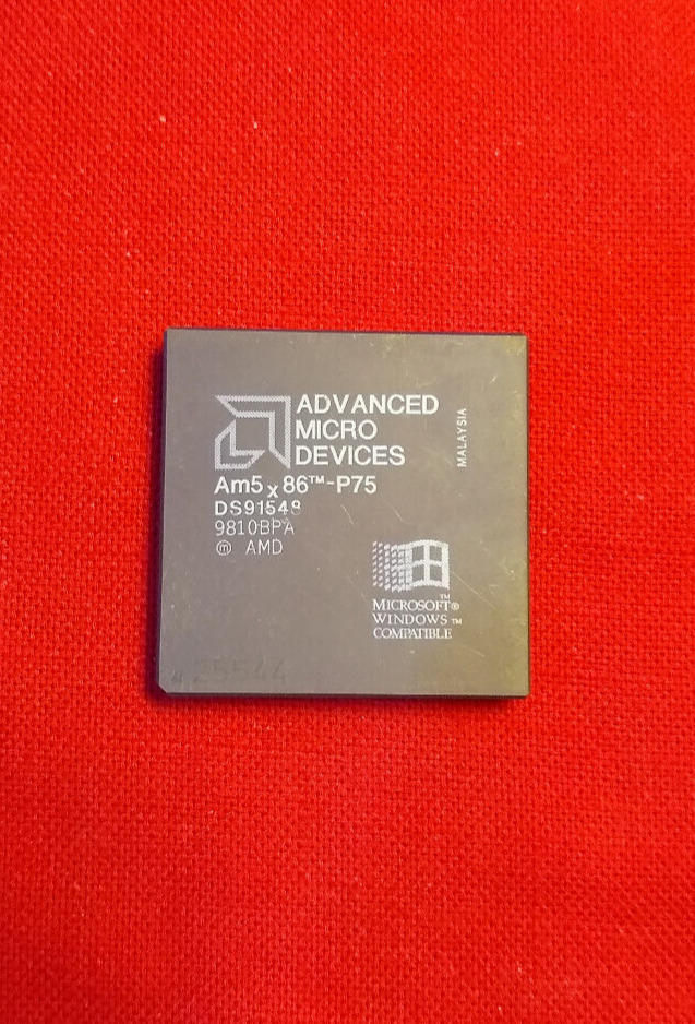 AMD Am5x86-P75 AMD-X5-133ADW Socket 3 Ceramic ✅ Very Rare Collectible  Gold CPU