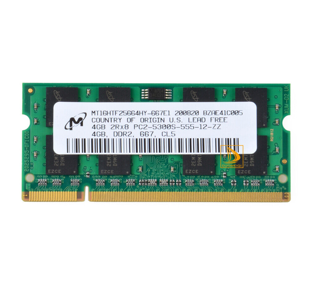 Micron 4GB 2Rx8 PC2-5300S DDR2 667Mhz 200Pin RAM Memory Laptop 1.8V SO-DIMM