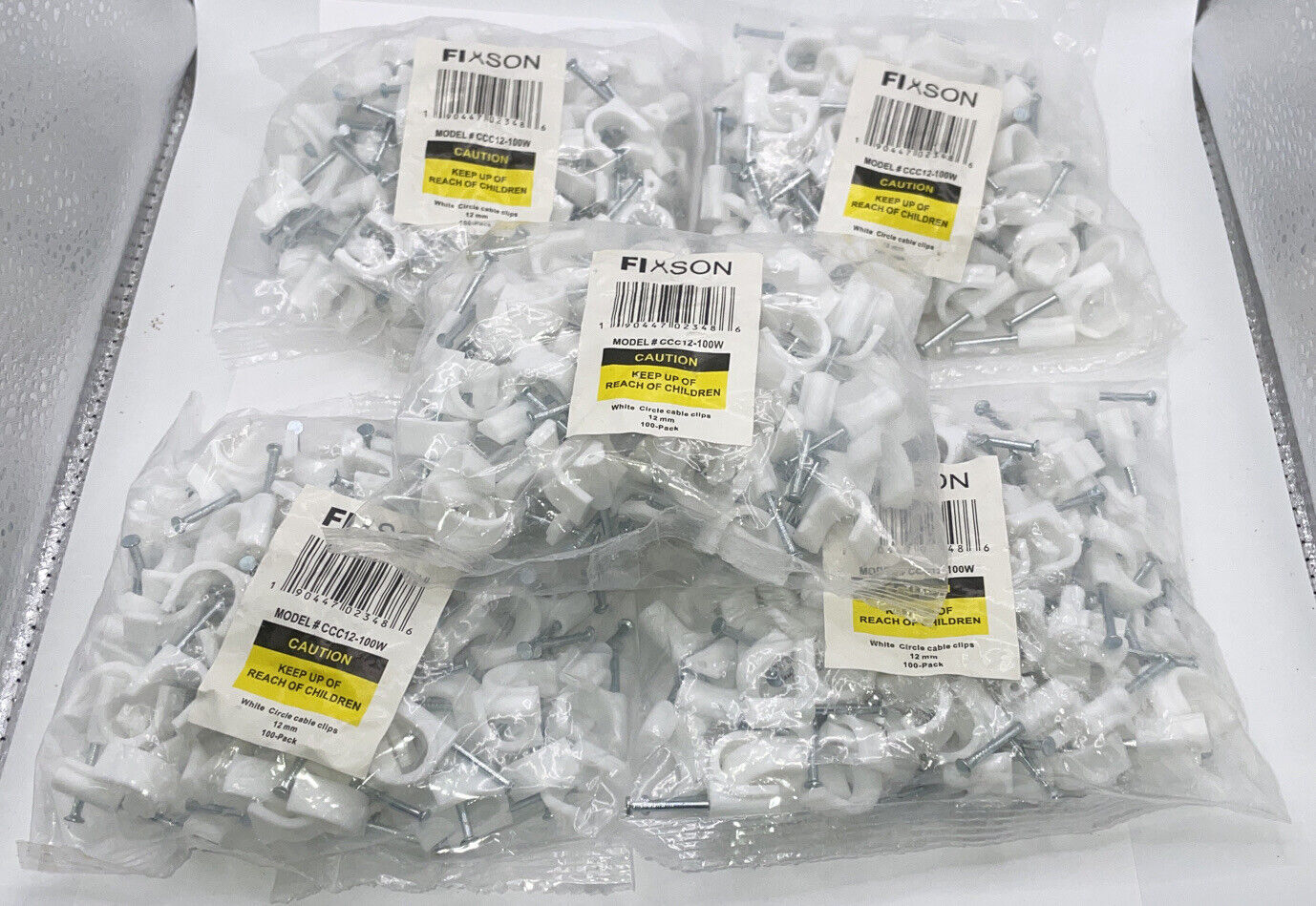 5 Packs Of 100 12mm Mini Round Cable Clips- Cable Management Clips 500 Total ￼