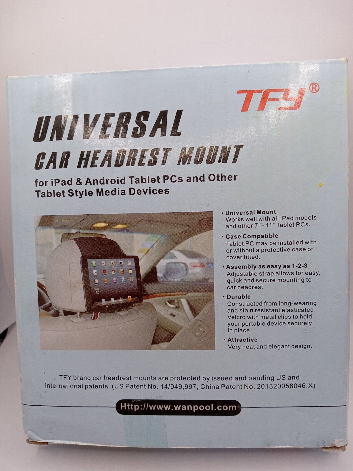 TFY Universal Car Headrest Mount Tablet Holder with Strap for 7 - 11 Inch i Pads
