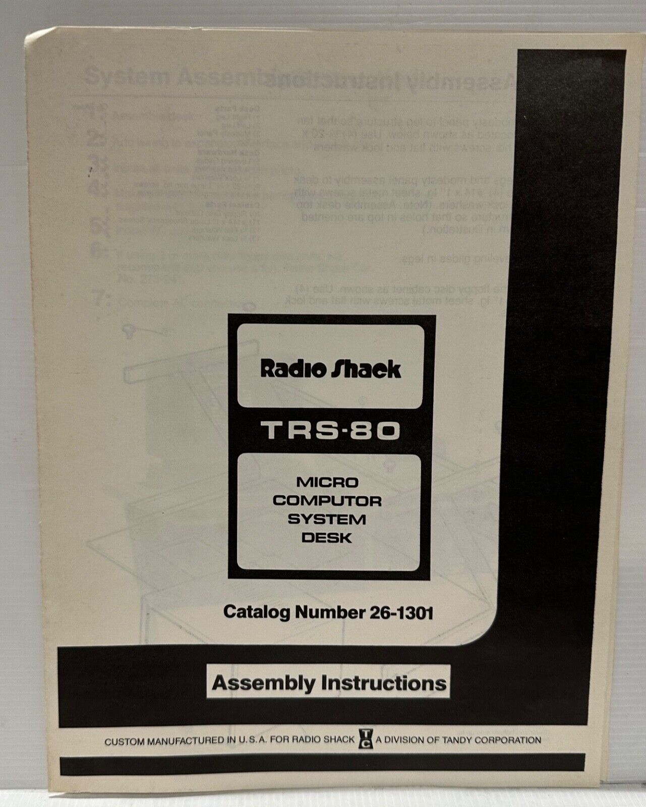 Radio Shack TRS-80 Micro Computer System Desk Assembly Instructions 26-1301