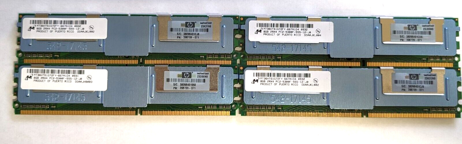 HP  96GB 12x8GB PC2-5300F FB-DIMM DL380 DL580 Server Memory 398709-071 Bulk Lot