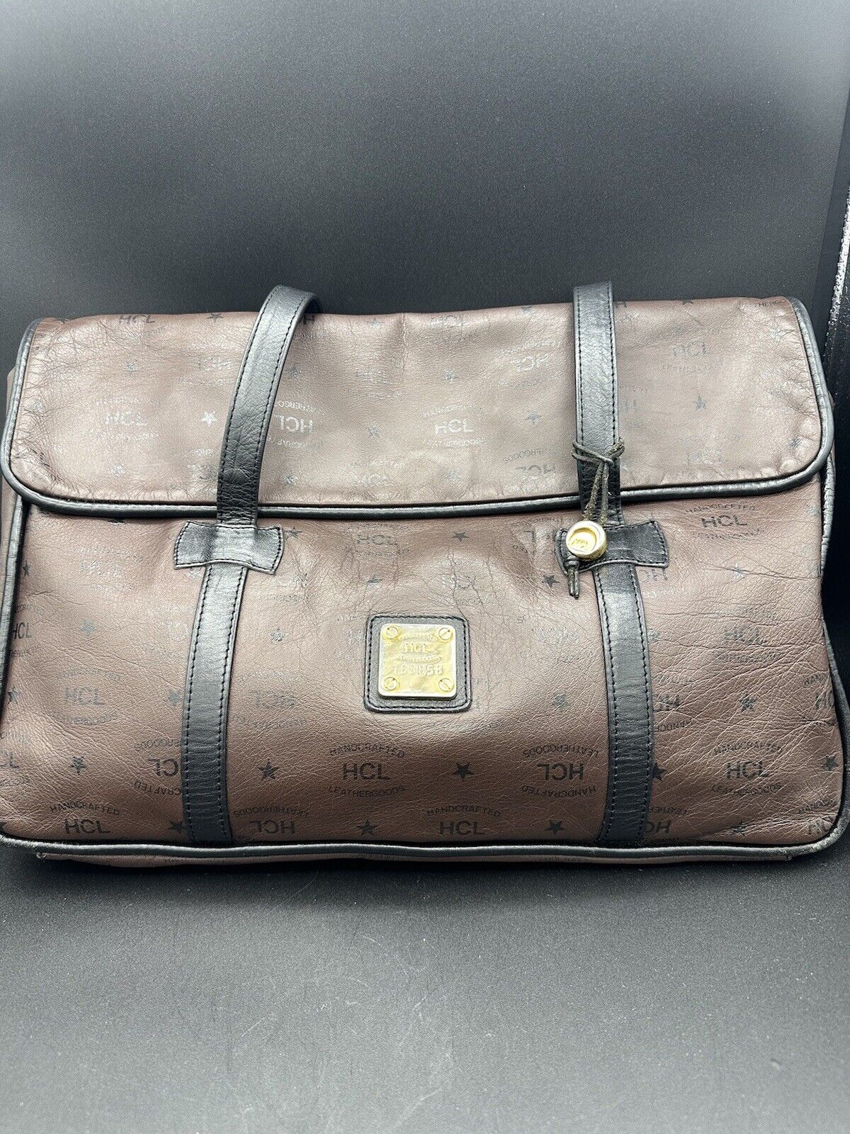 Vintage HCL WEST GERMANY Messenger Computer Bag Brown Black Soft Leather16 X 11