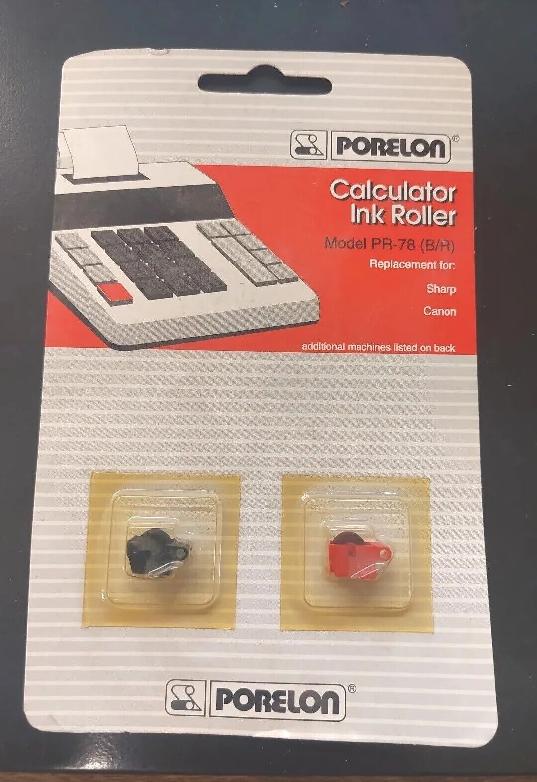1995 Porelon Calculator Ink Roller Model PR-78 (B/R) ~ Replaces Sharp & Canon