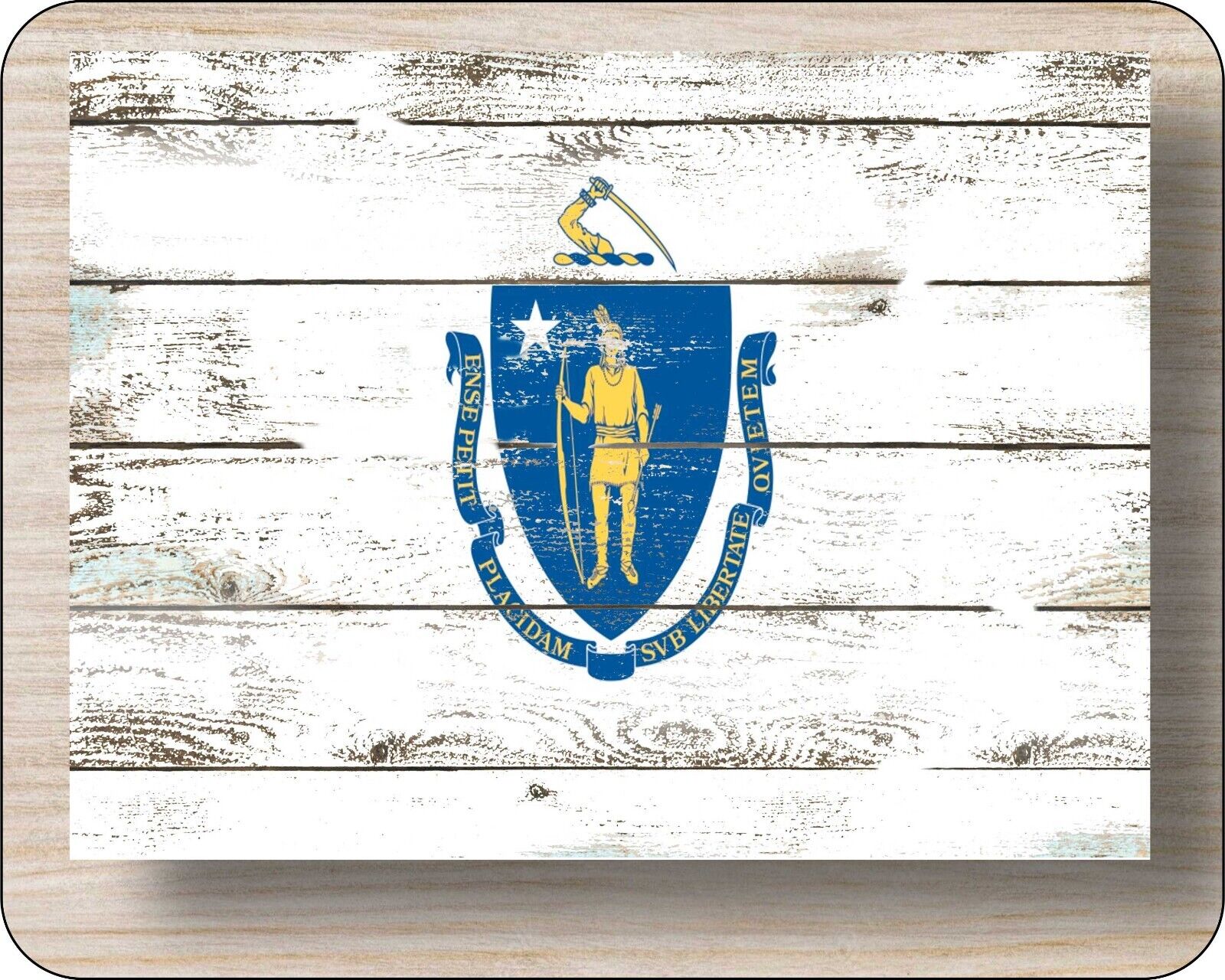 State Flag Of Massachusetts Mousepad 7 x 9  Distressed Art Photo mouse pad