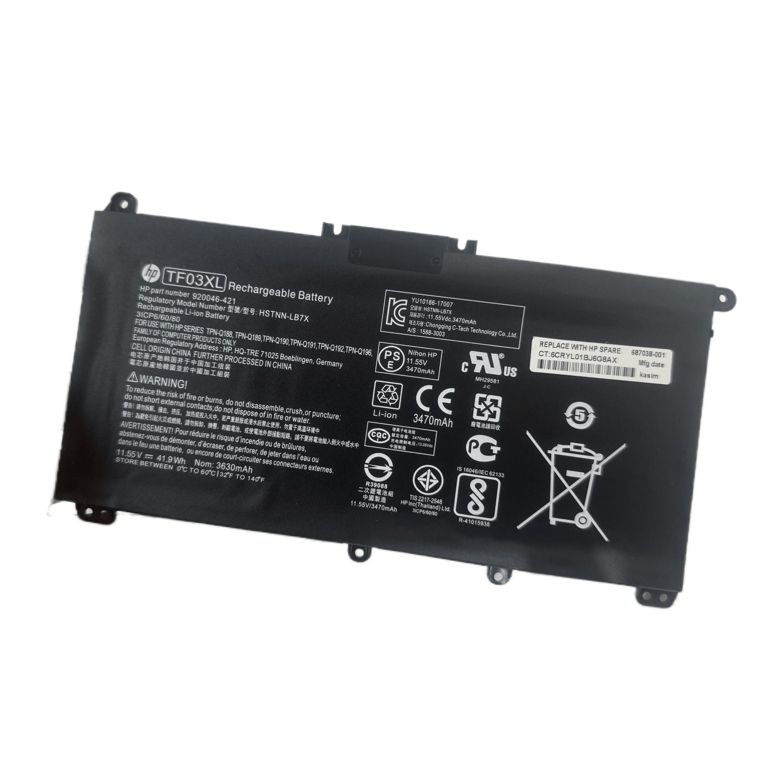 Genuine TF03XL Battery for HP Pavilion 14-bk 14-cd 15-cc 15-cd 17-ar 920070-855