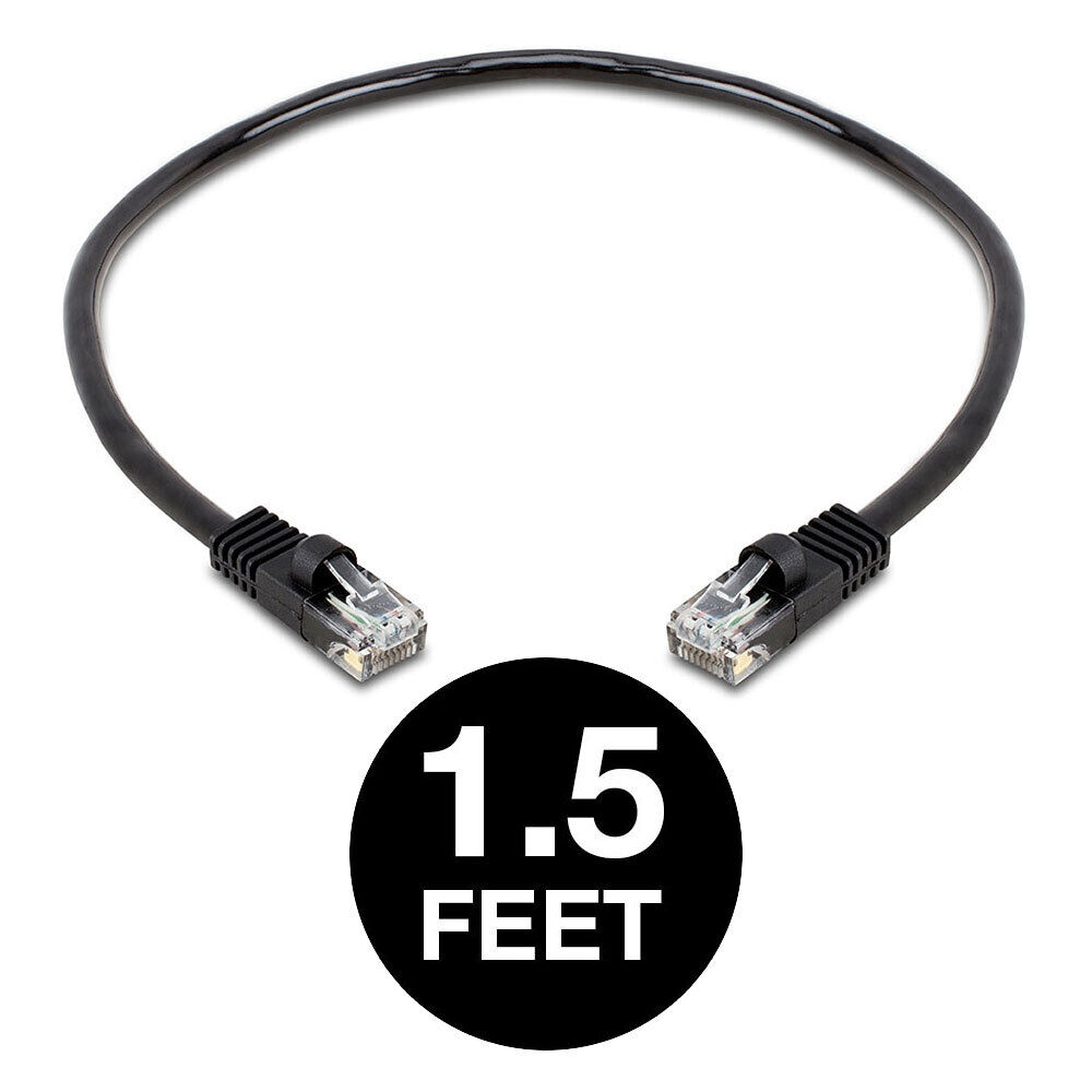 20PCS Black Cat5e Patch Cable 1.5FT Cat5 Ethernet Cord RJ45 Connectors UTP Wire