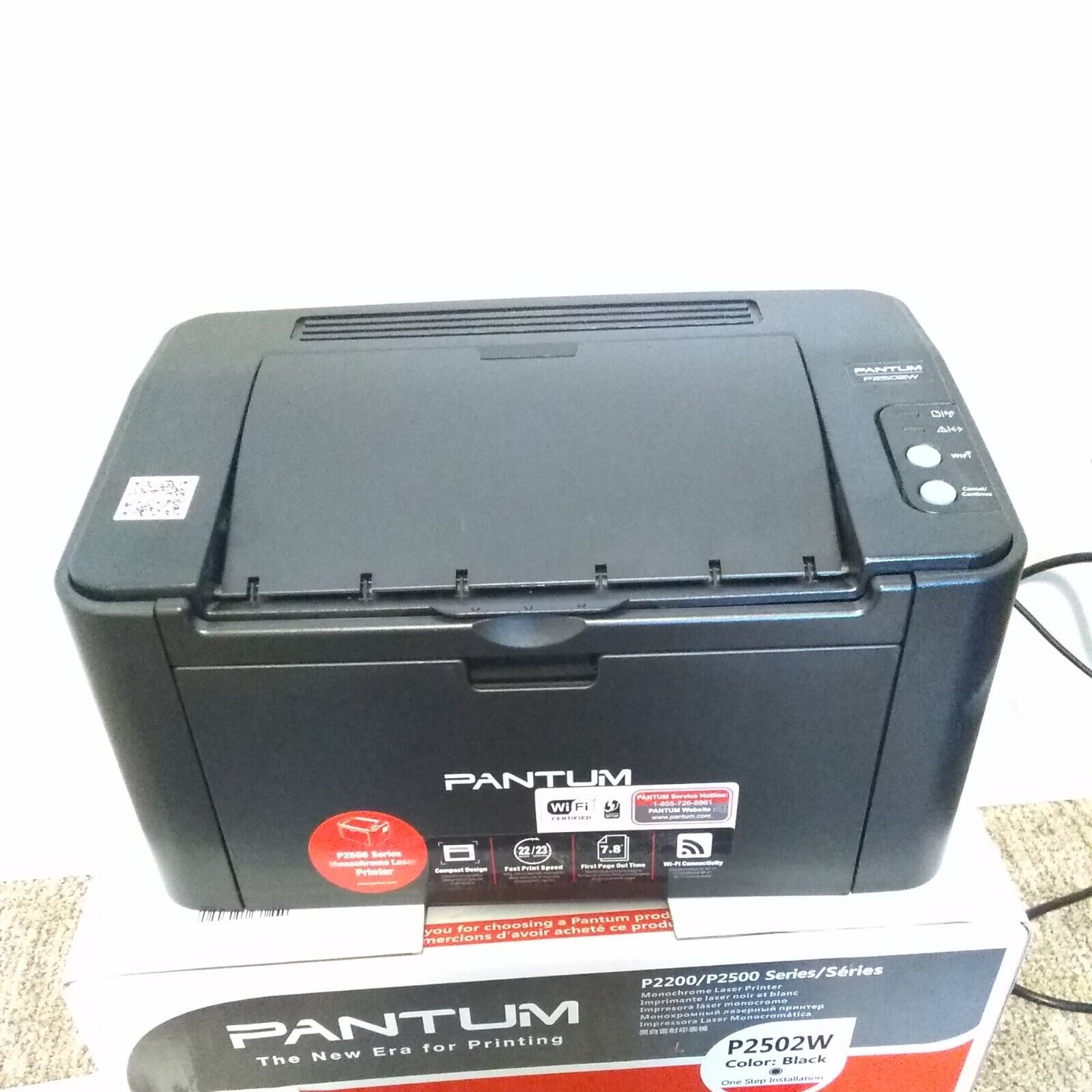 Pantum P2502W Laser Printer Monochrome Wireless Networking Black-WiFi Excellent 