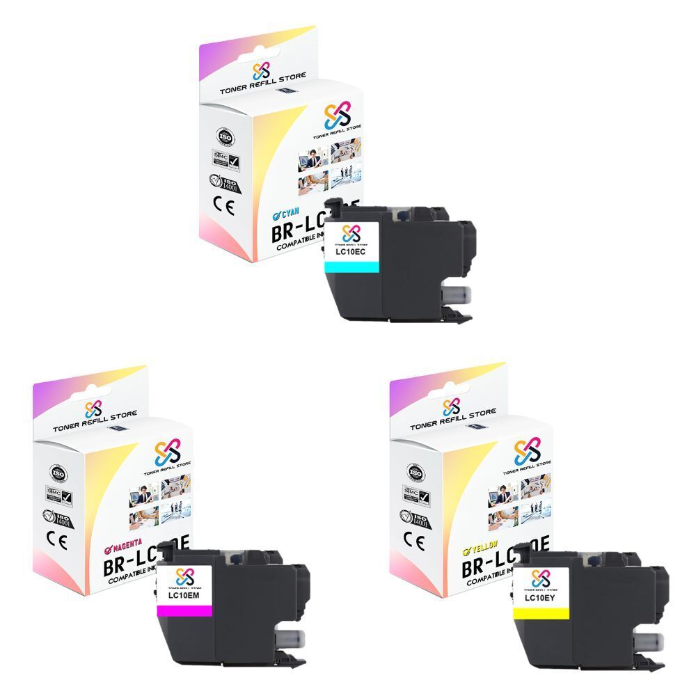 3PK TRS LC10E C M Y Hi-Yield Compatible for Brother MFC-J6925DW Ink Cartridge