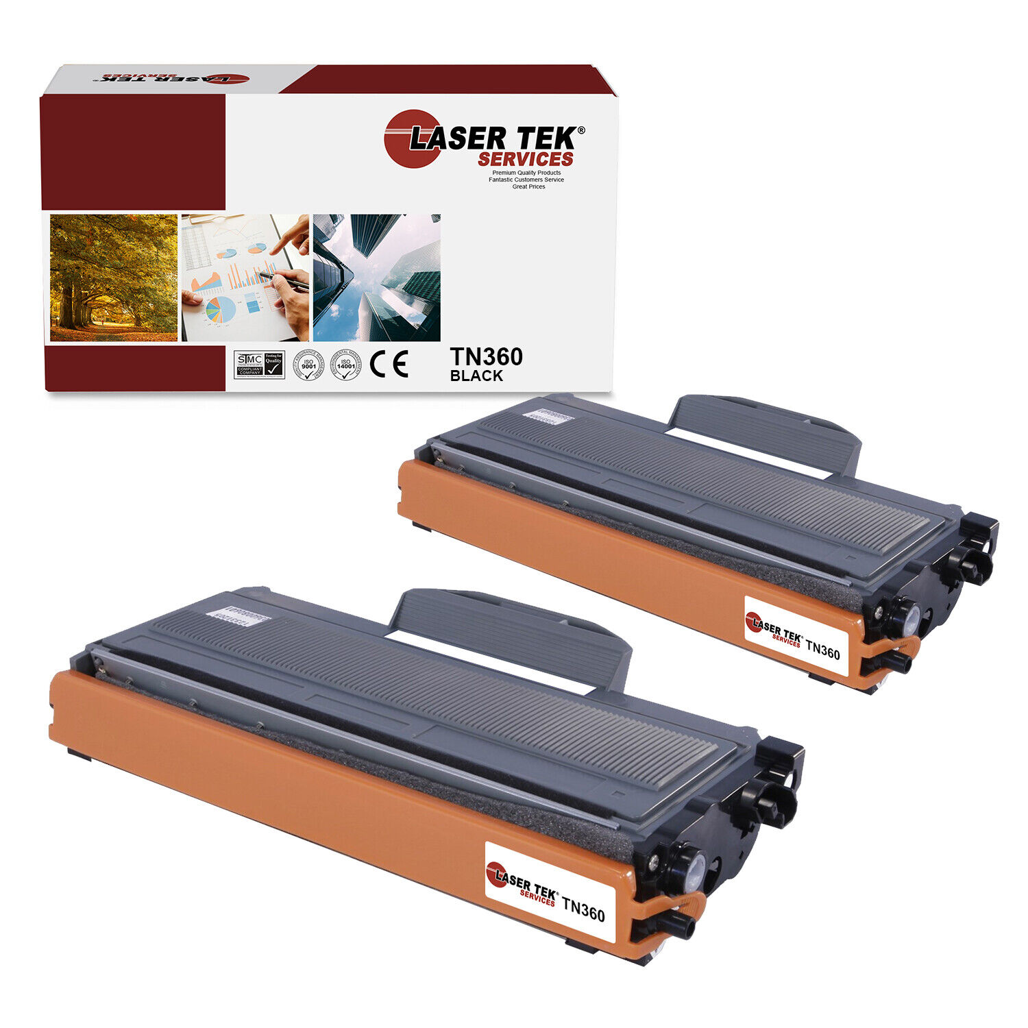 2Pk LTS TN-360 Black Compatible for Brother HL2140 2150, MFC7320 Toner Cartridge