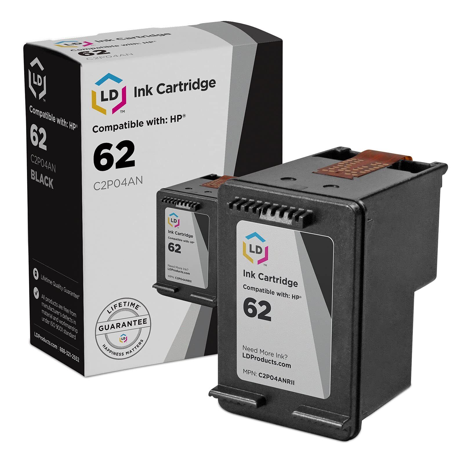 LD C2P04AN 62 Black Ink Cartridge for HP Printer