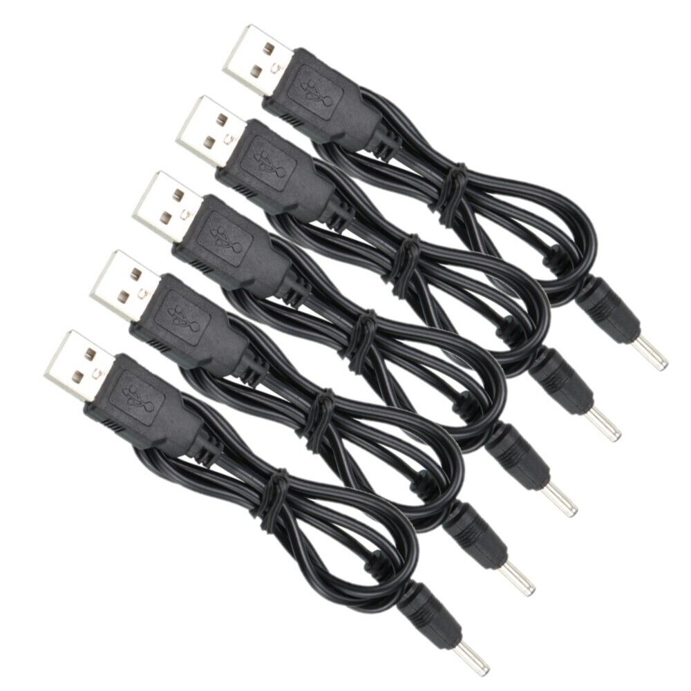 5 Pack USB Cable A to DC 3.5 mm/1.35 mm 5 Volt DC Jack Power Cable Connector
