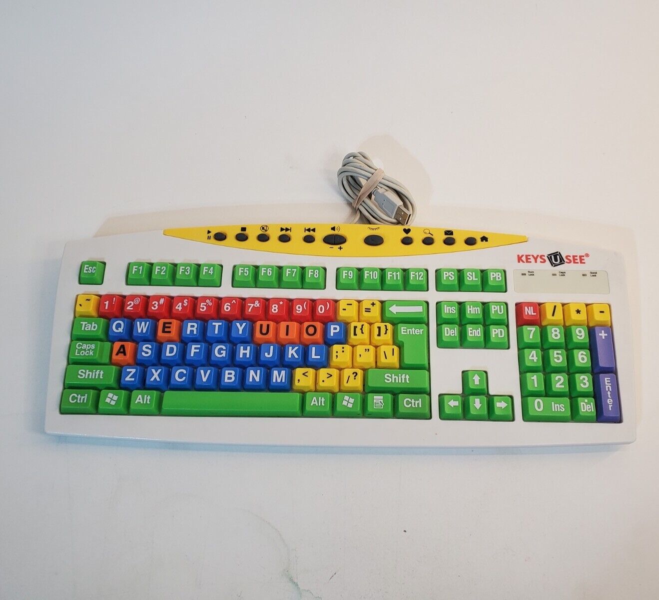 Rare Keys U See Colorful Large Text Kids YKB-LPKID-IUSB Wired Keyboard Typing 