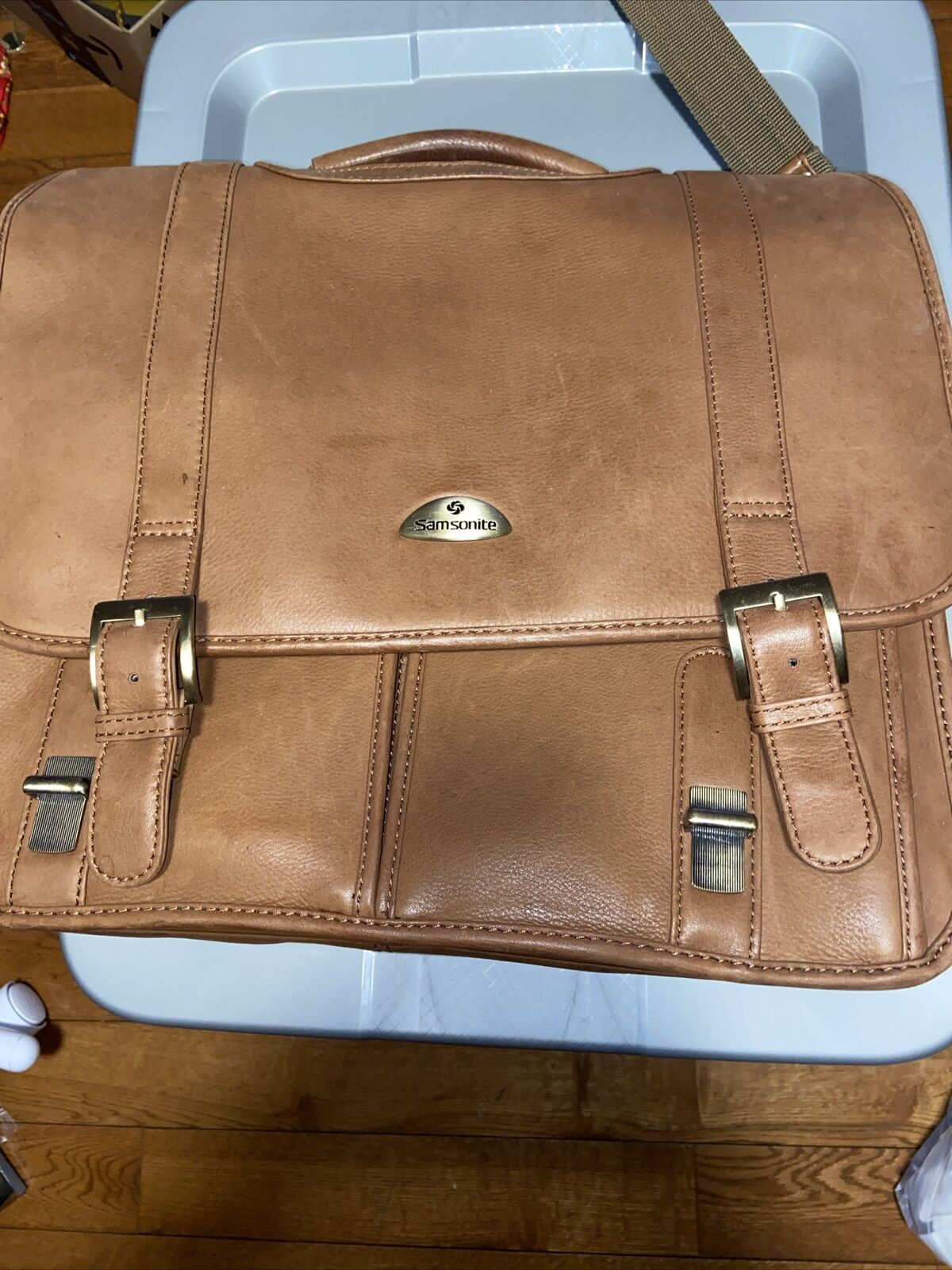 Samsonite Classic Premium Leather Business Briefcase 16” Laptop Case Travel Bag