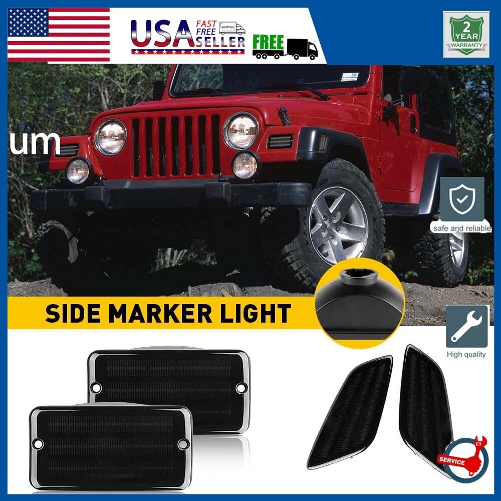 For 1997-2006 Jeep Wrangler TJ Smoke Bumper Signal Fender Side Marker Lights New