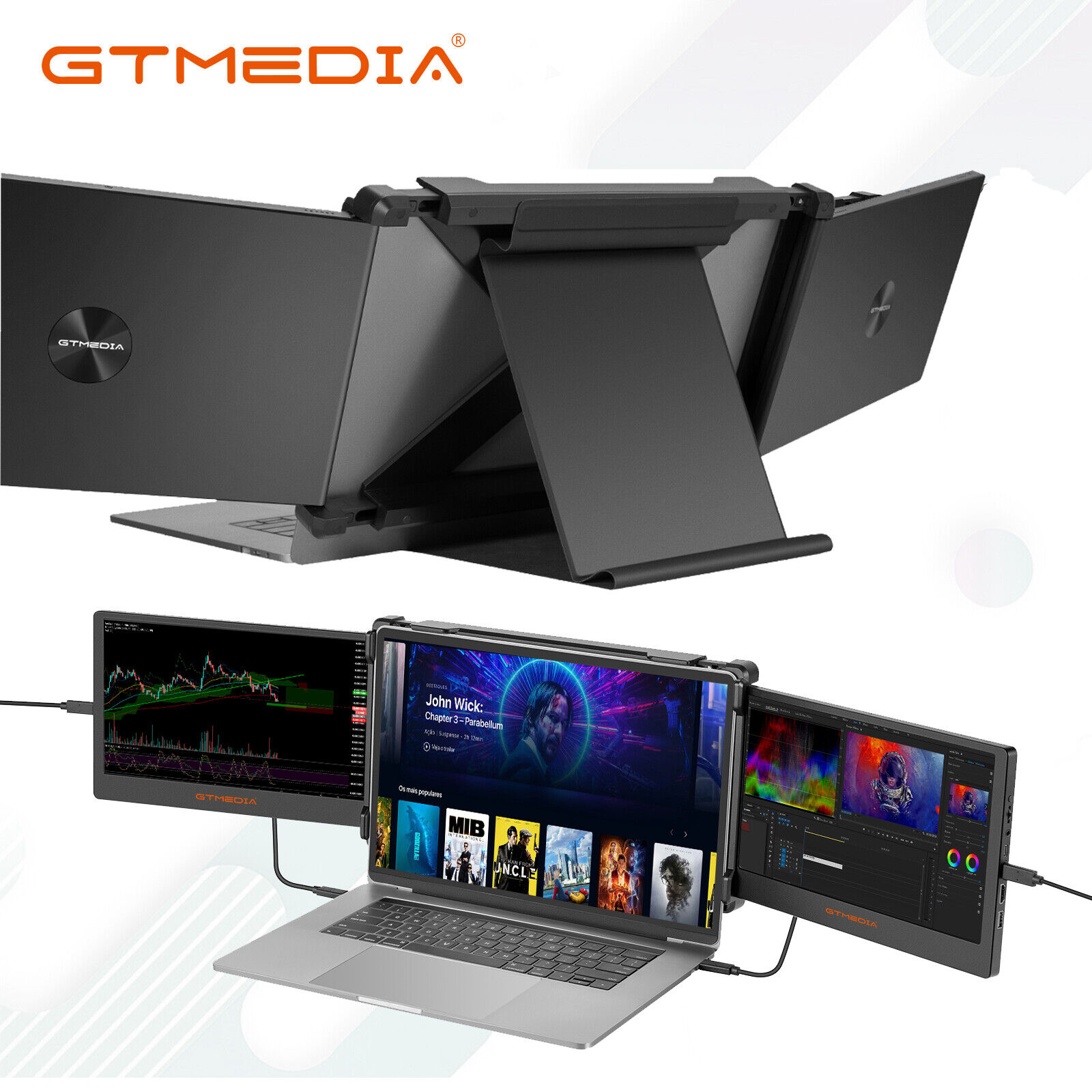  Portable Triple Monitor for Laptops 11.6’’ FHD 1080P IPS Dual Screen Extender 