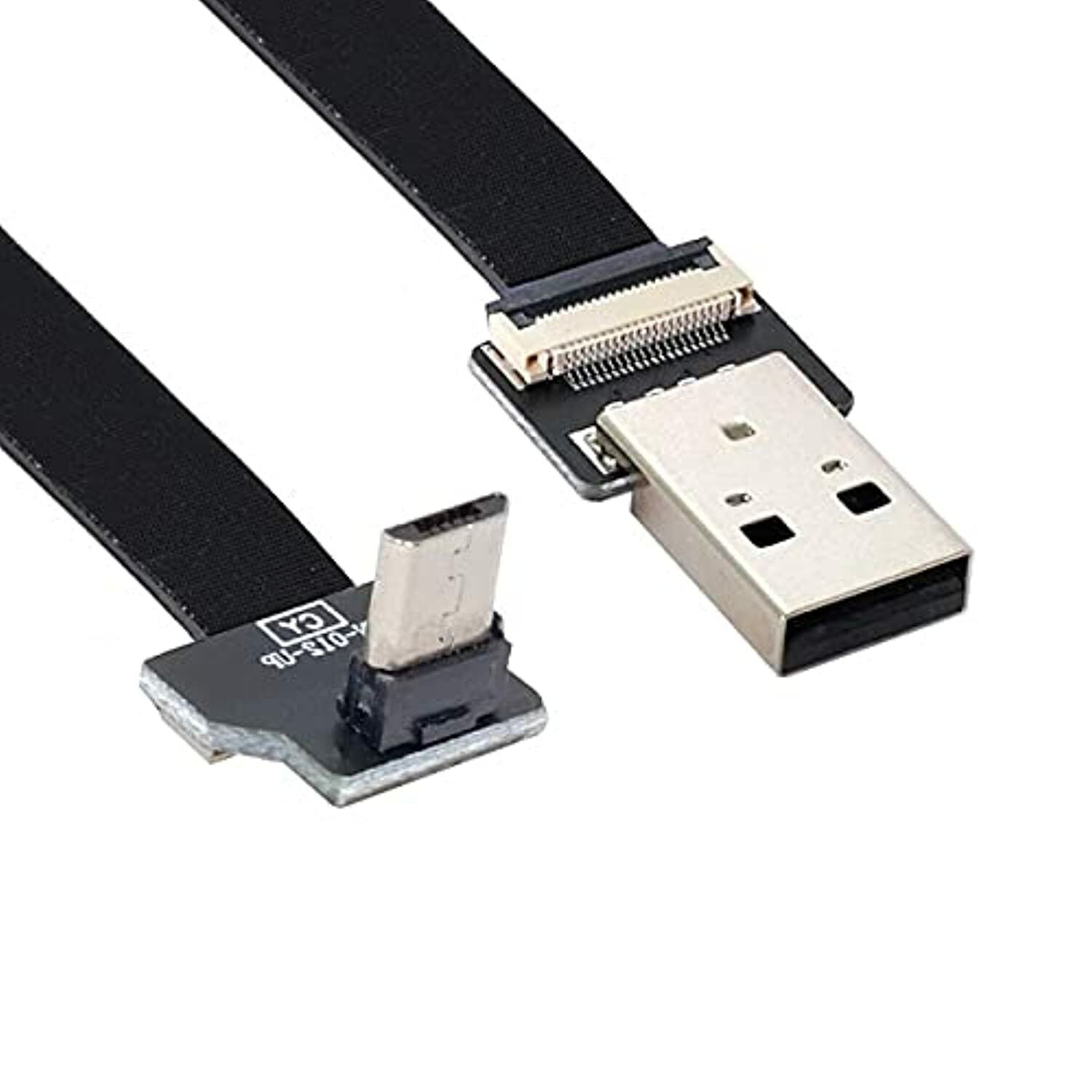 New Up Angled Usb 2.0 Type-A Male To Micro Usb 5Pin Male Data Flat Slim Fp