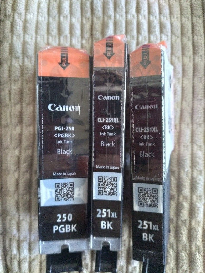 lot 3 Canon 250  black 251xl black  Ink Cartridges  OEM sealed FAST SHIP