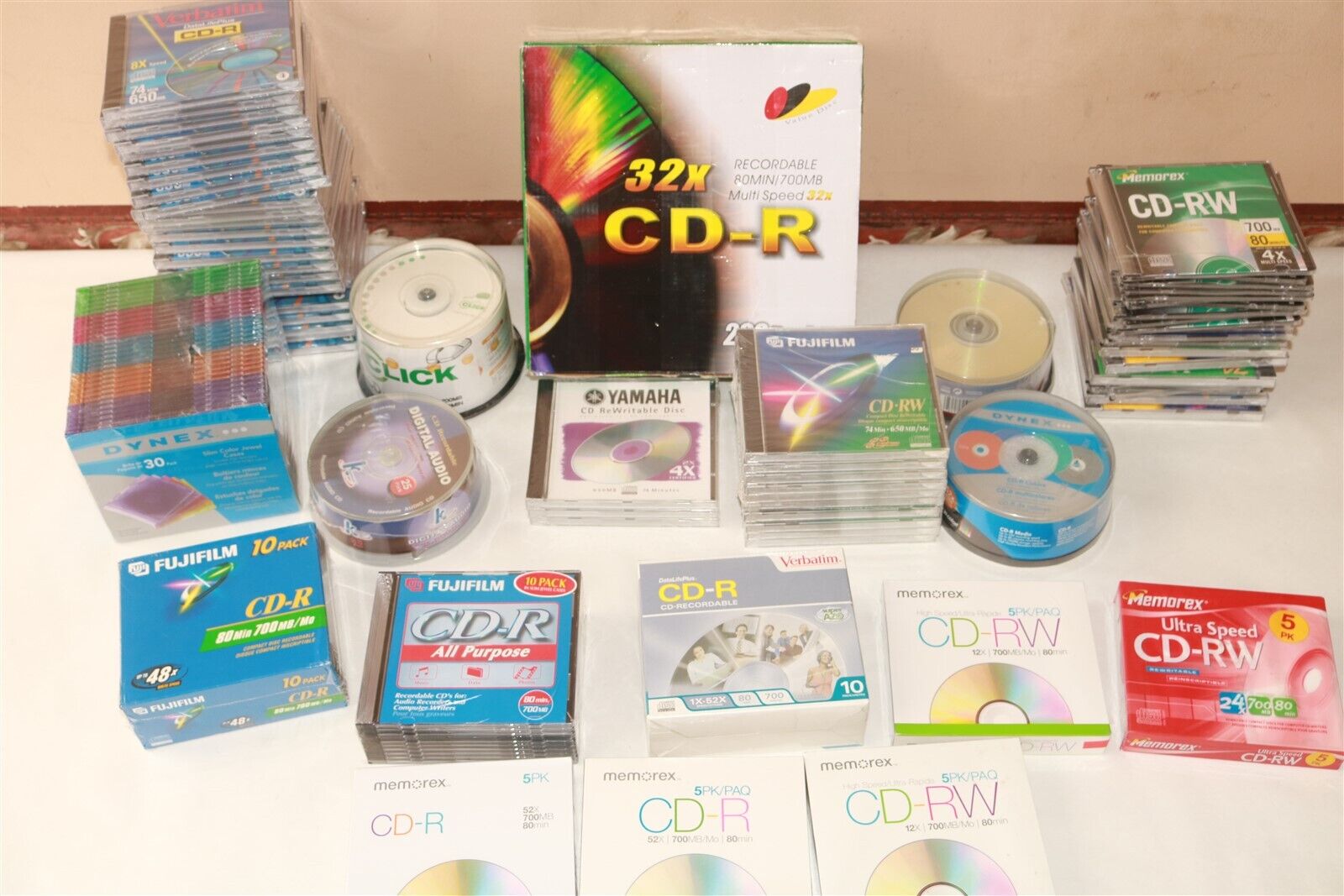HUGE LOT OF 465 CD-R BLANK CDS - Memorex/Fuji/Dynex ++ NEW/SEALED