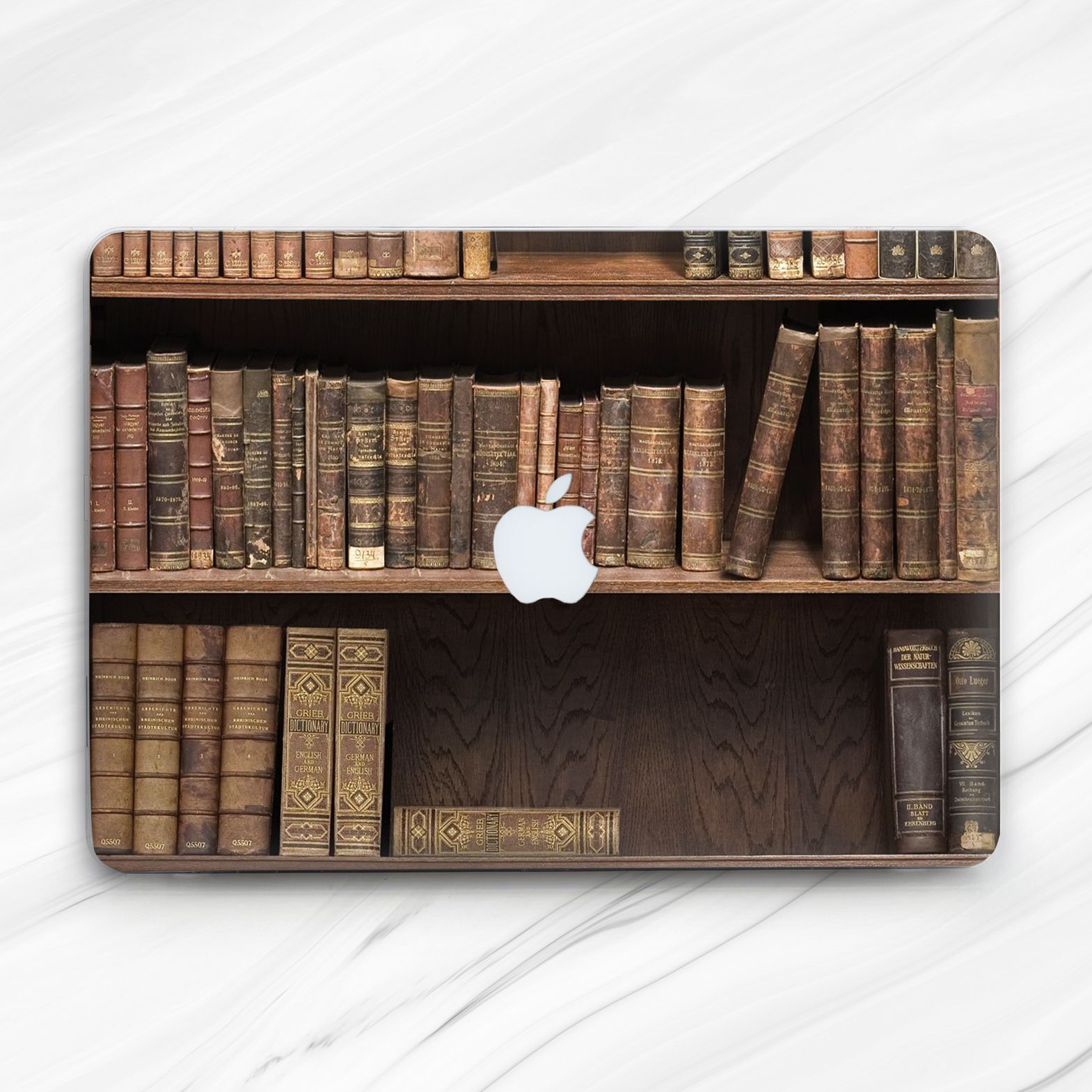 Bookshelf Vintage Wood Grain Hard Case For Macbook Air 13 Pro 16 13 14 15
