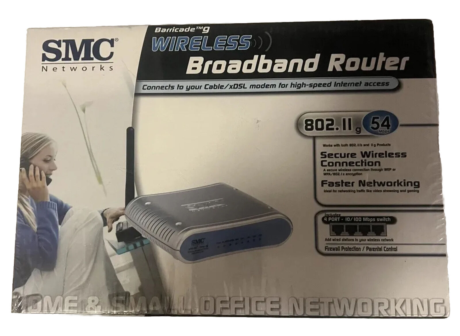 SMC Wireless 54mbps Broadband Router 802.11g Secure Wireless Connection NEW