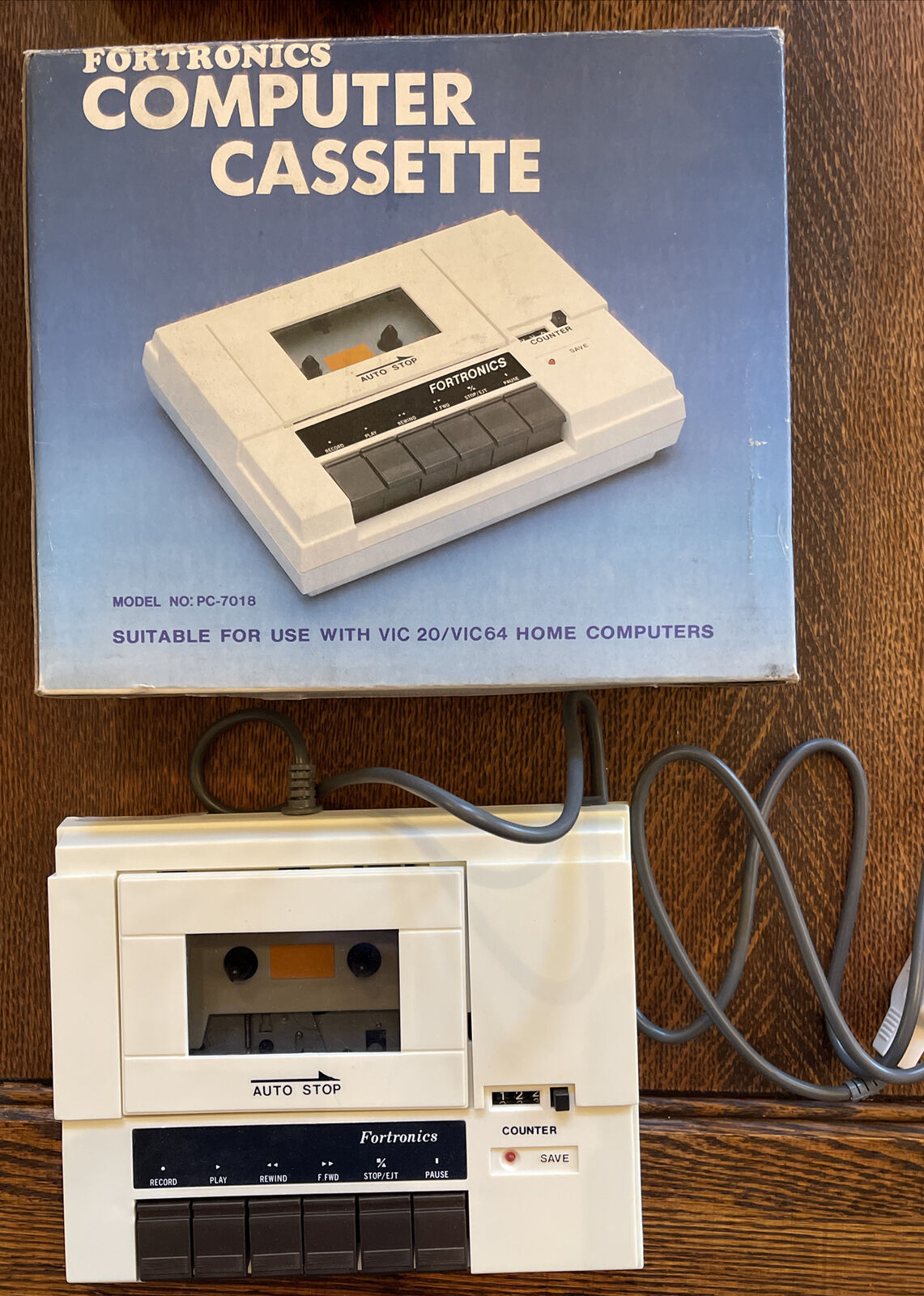 Vintage Fortronics PC-7018 Computer Cassette Data Unit for VIC 20 VIC64 w/ Box
