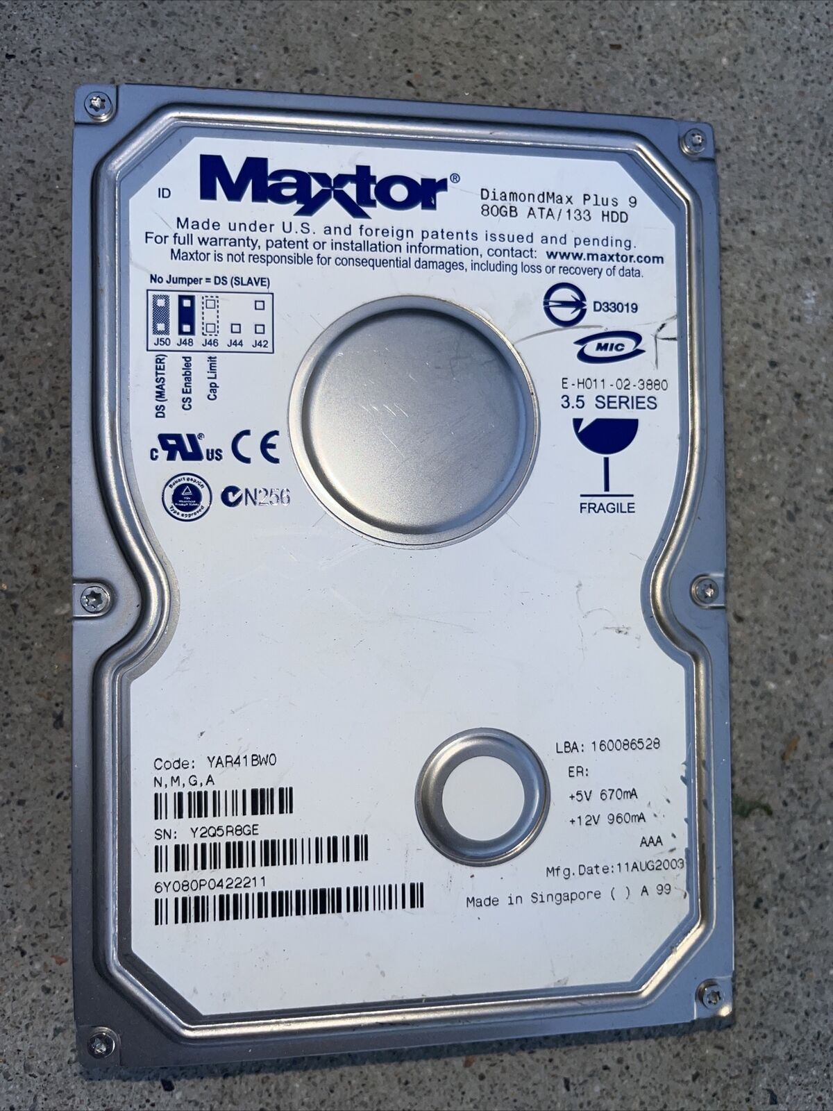 Maxtor DiamondMax Plus 9 80GB UDMA/133 7200RPM 2MB IDE Hard Drive