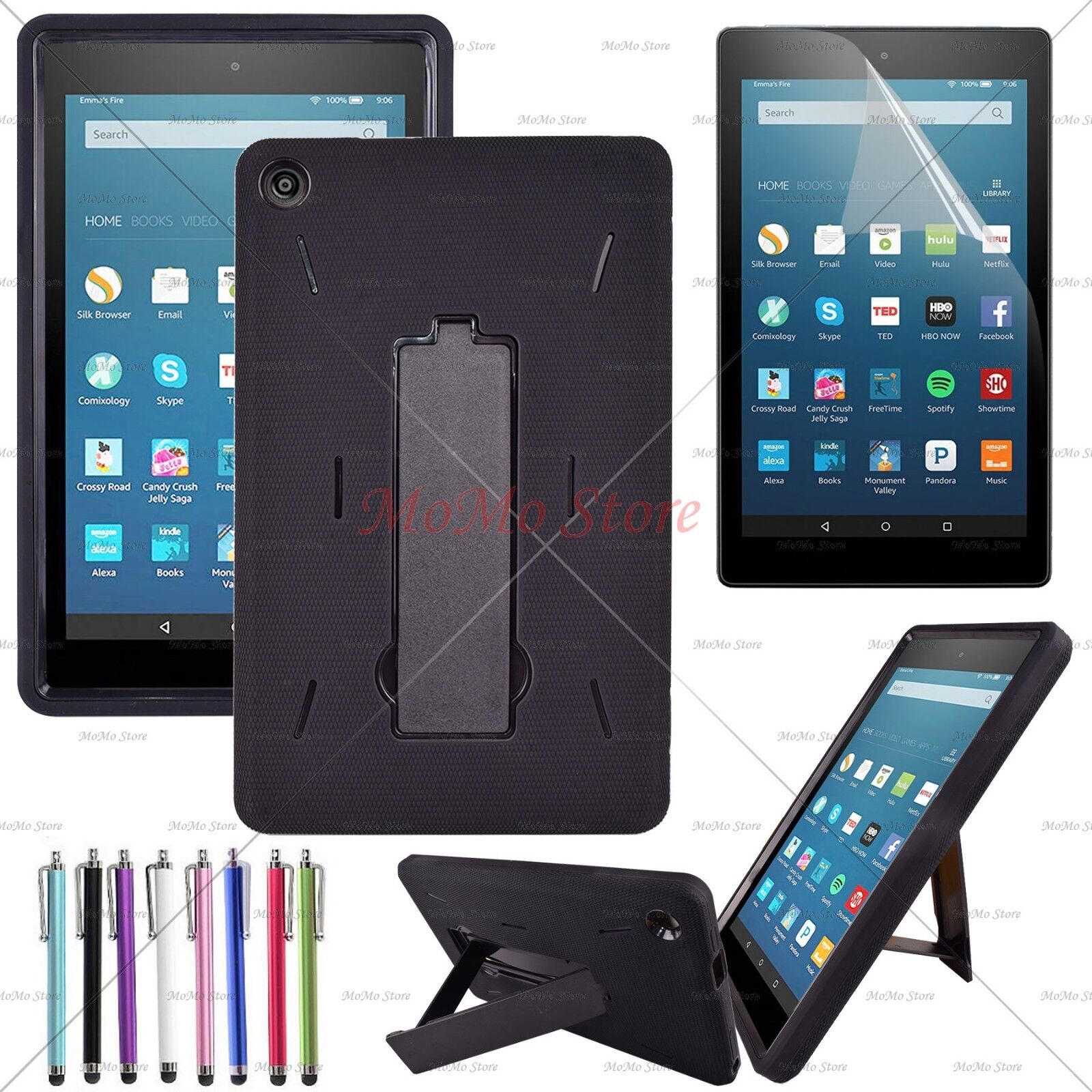Hybrid Shockproof Kickstand Hard Soft Case Cover For Amazon Fire HD 8 2016 