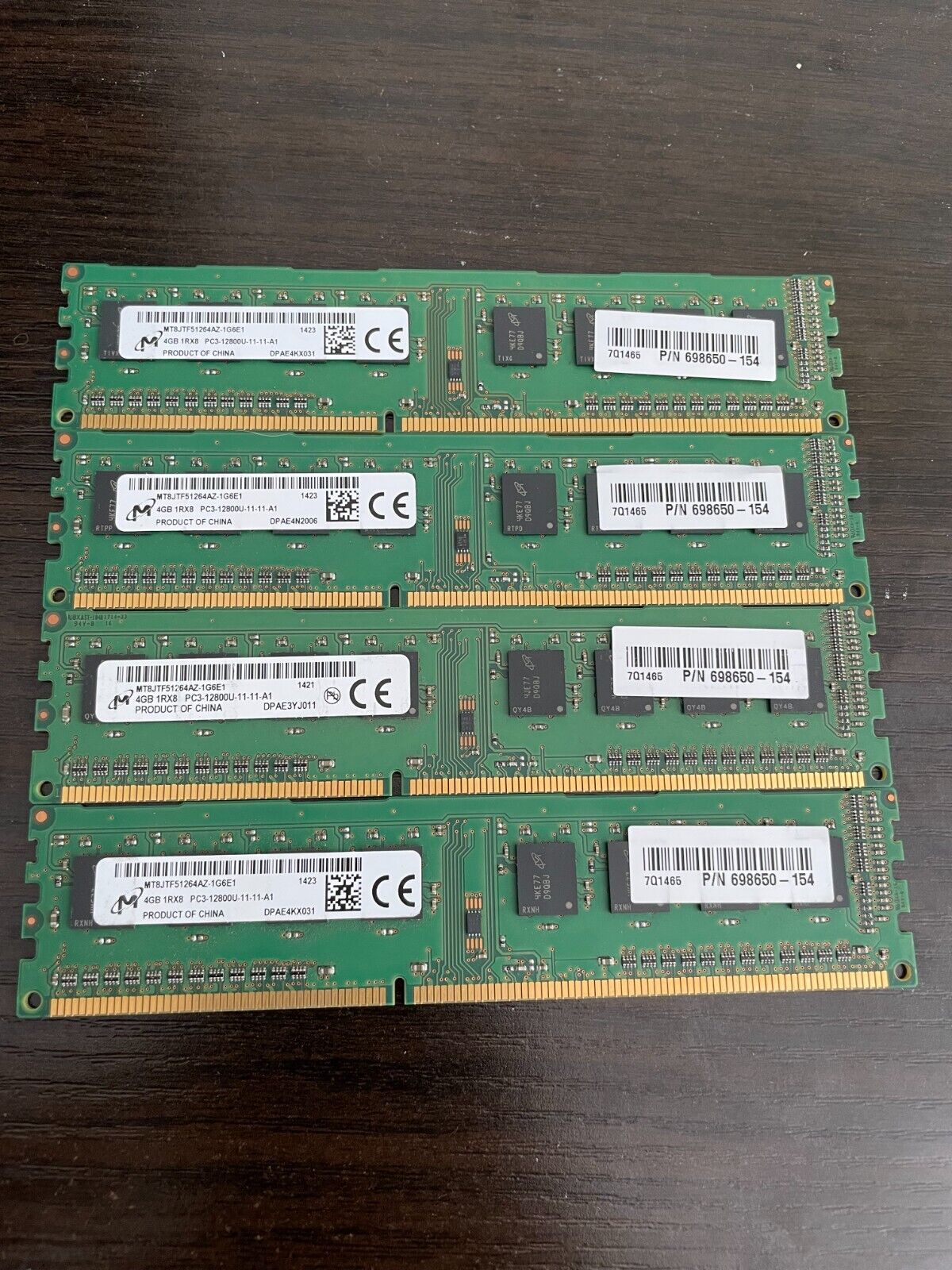 MICRON TECH 16GB (4x4GB) DDR3-12800U, TESTED