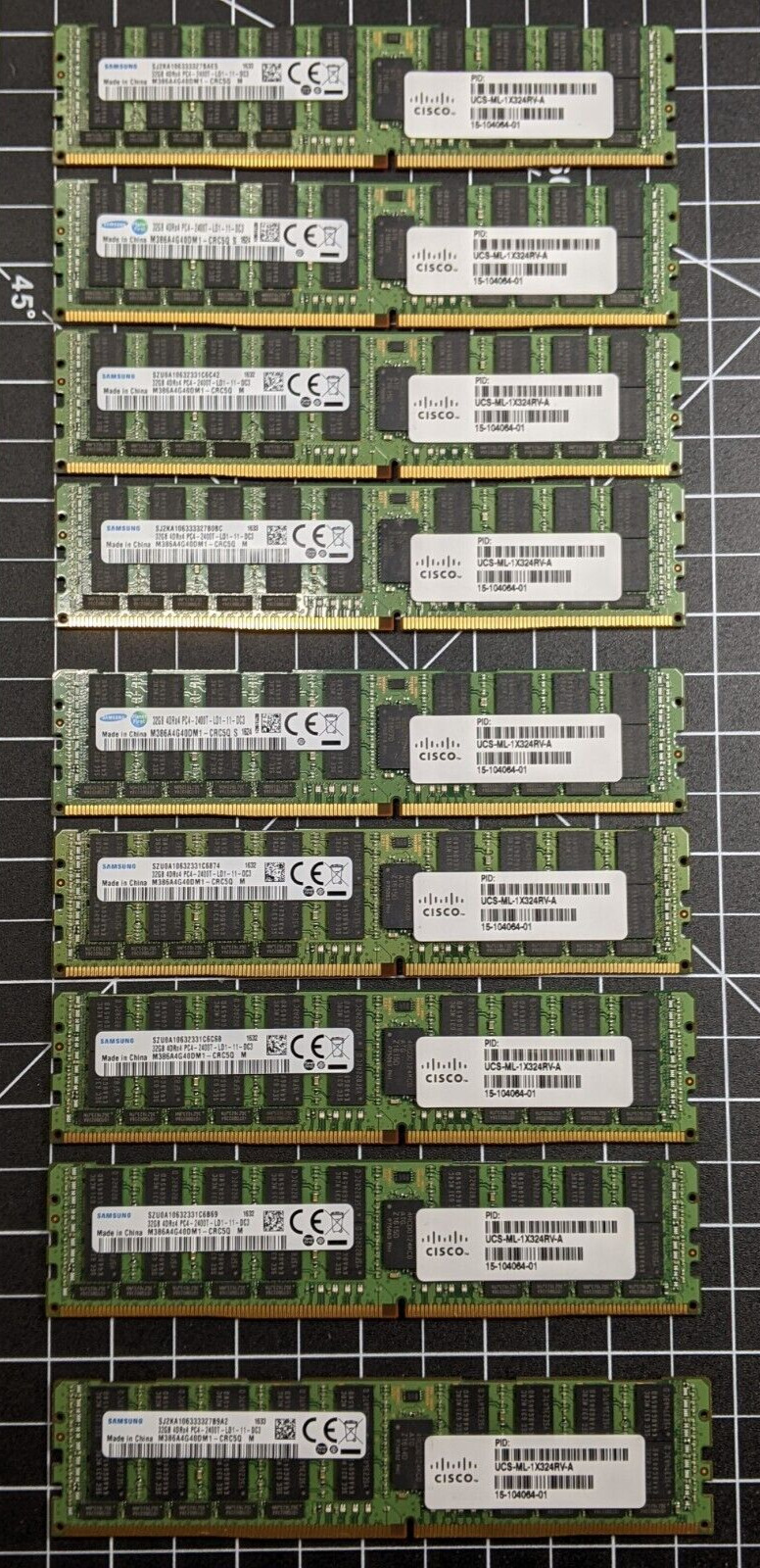 9 x Samsung 32GB 4DRx4 PC4-2400T DDR4 ECC LRDIMM Server RAM M386A4G40DM1-CRC