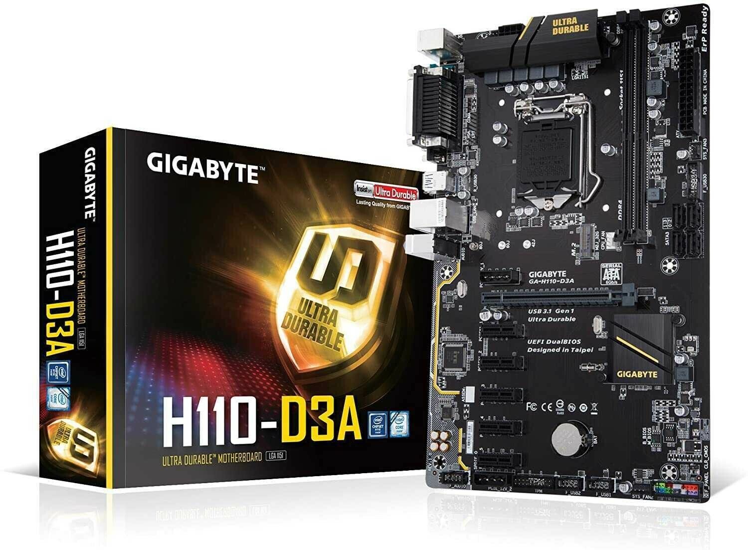 GIGABYTE GA-H110-D3A (rev. 1.0) LGA 1151 Intel H110 SATA 6Gb/s USB 3.1 ATX Intel
