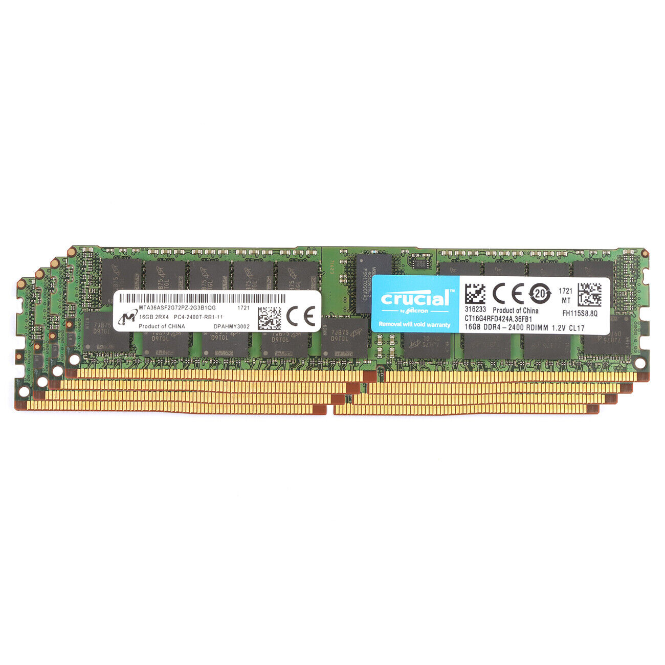 Crucial 64GB (4x 16GB) 2400MHz DDR4 ECC RDIMM PC4-19200 1.2V 2Rx4 Server Memory
