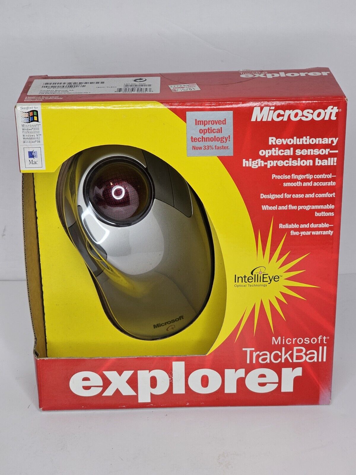 Microsoft Trackball Explorer Mouse D68-00007 Working Open Box