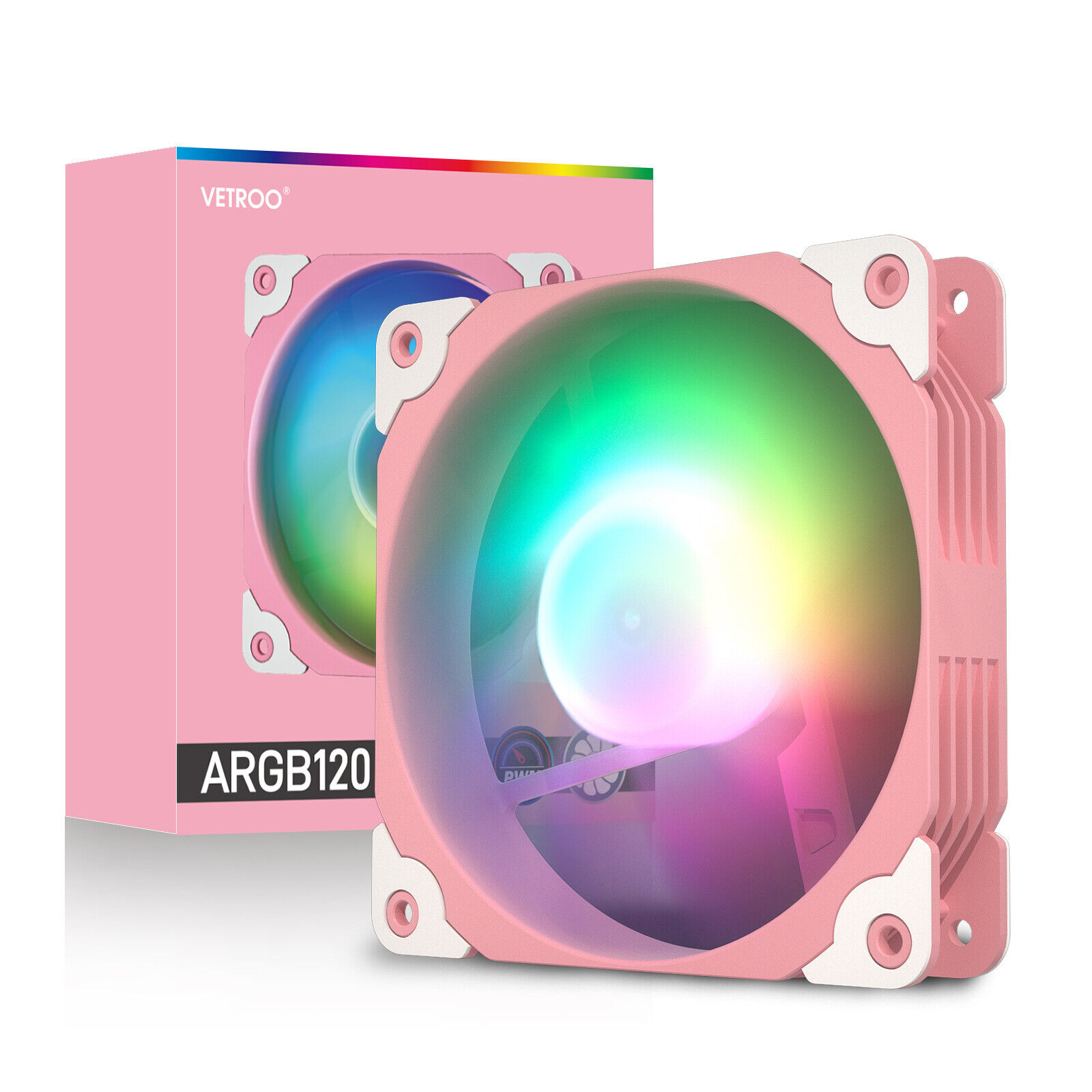 1 PC Sakura Pink Frame 120mm ARGB LED Case Cooling Fan 5V 3pin Motherboard Sync