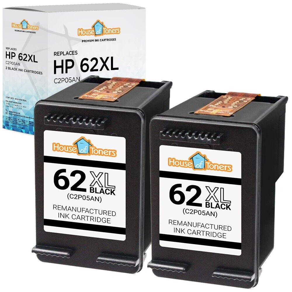 2PK for HP 62XL Black Ink Cartridges HP Envy 5660 7640 7645 OfficeJet 5740