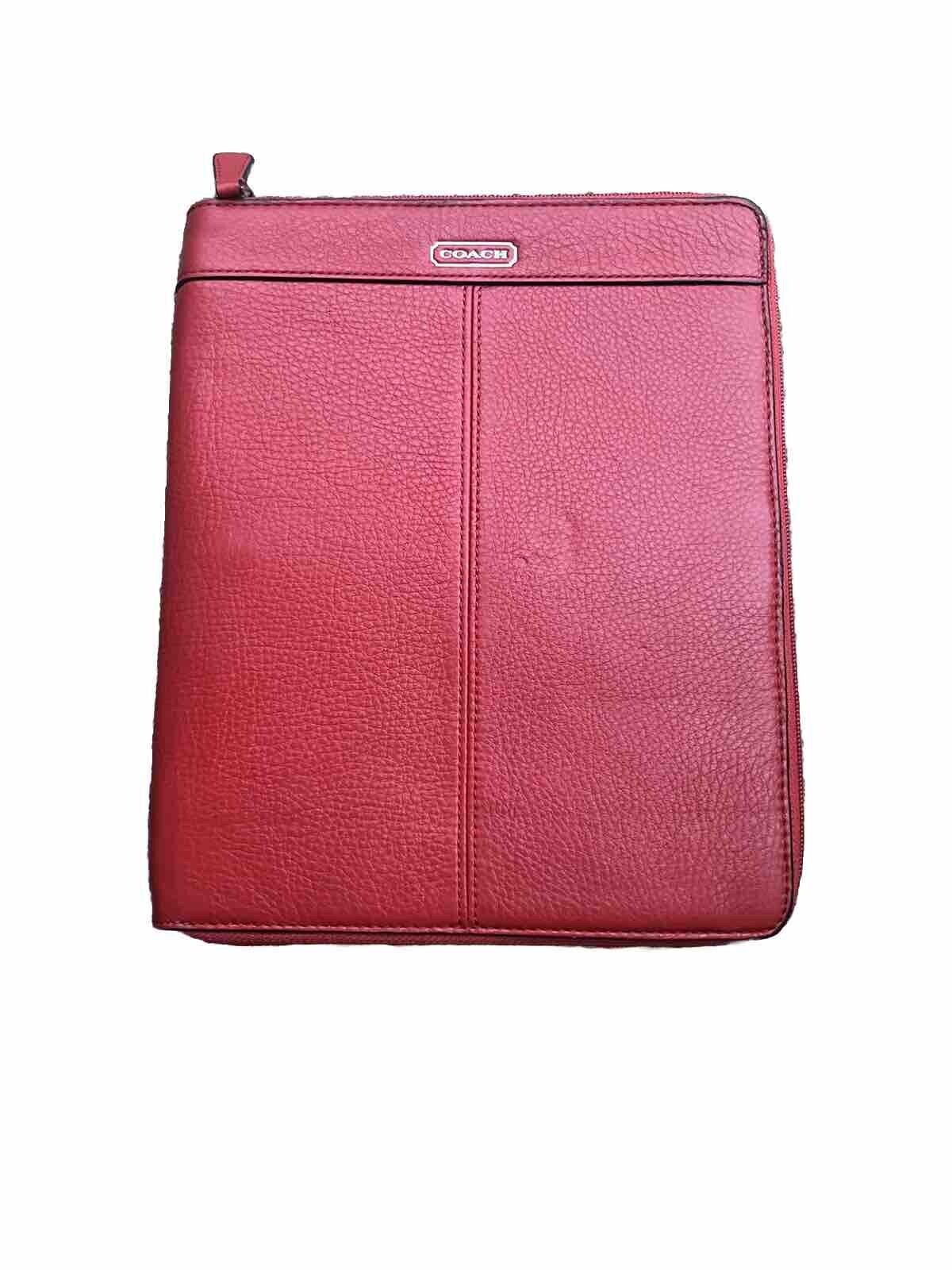 Coach Signature Kindle iPad Tablet Zip Around Cover Case Holder Red NWT